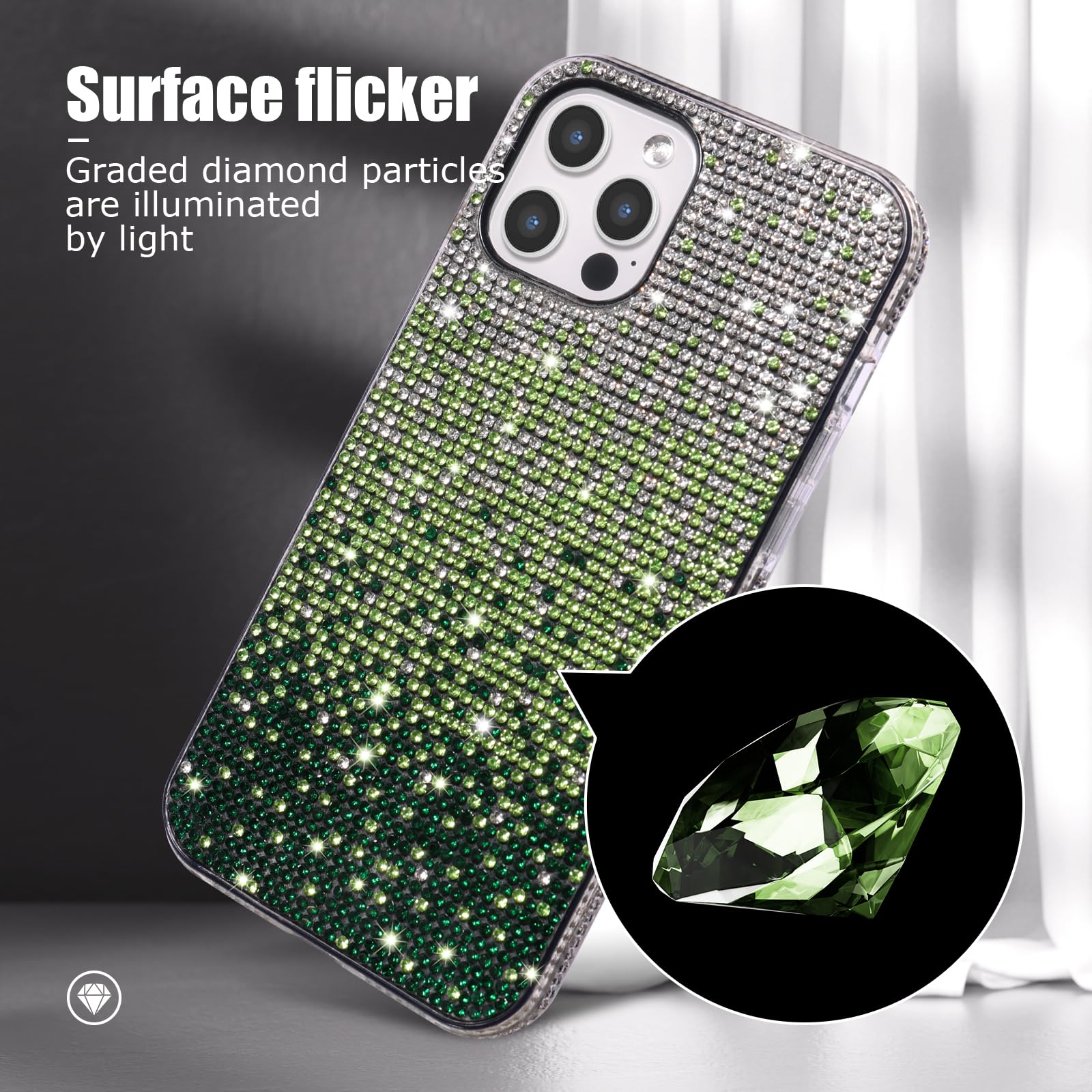 For IPhone 12 Pro Max Diamond Gradient Glitter Plated TPU Phone Case(Blue - View #9