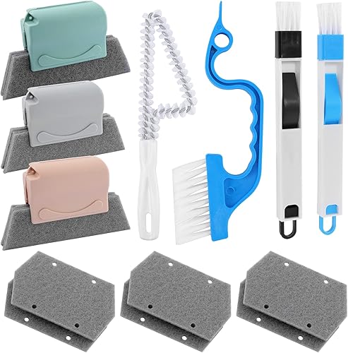 13 cepillos de limpieza de ranuras de ventana herramientas de limpieza de rieles de ventana cepillo mágico de limpieza de ventanas limpiador de