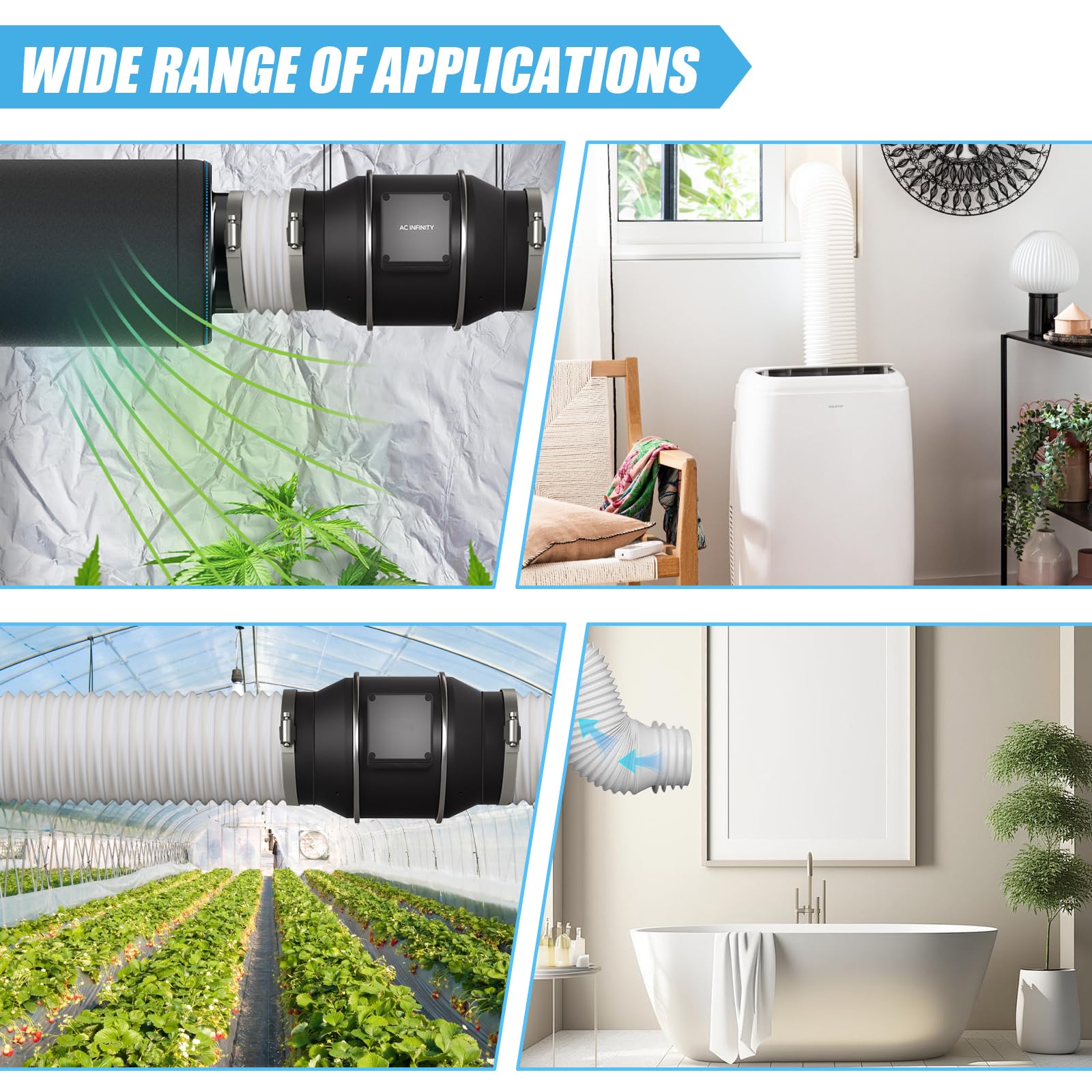 Tuyau d'Échappement de Climatiseur Portable Ø 130mm / 2m, Tuyau Kit Climatiseur Mobile Flexible, Tuyau D'éVacuation Universel pour Climatisation, Sèche-Linge, Déshumidificateurs