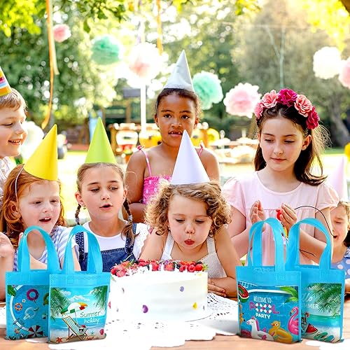 Miniatura 6 de Sweetude 36 bolsas de regalo para fiesta de verano en la piscina, bolsas de regalo de playa hawaiana, bolsas de dulces no tejidas Luau para