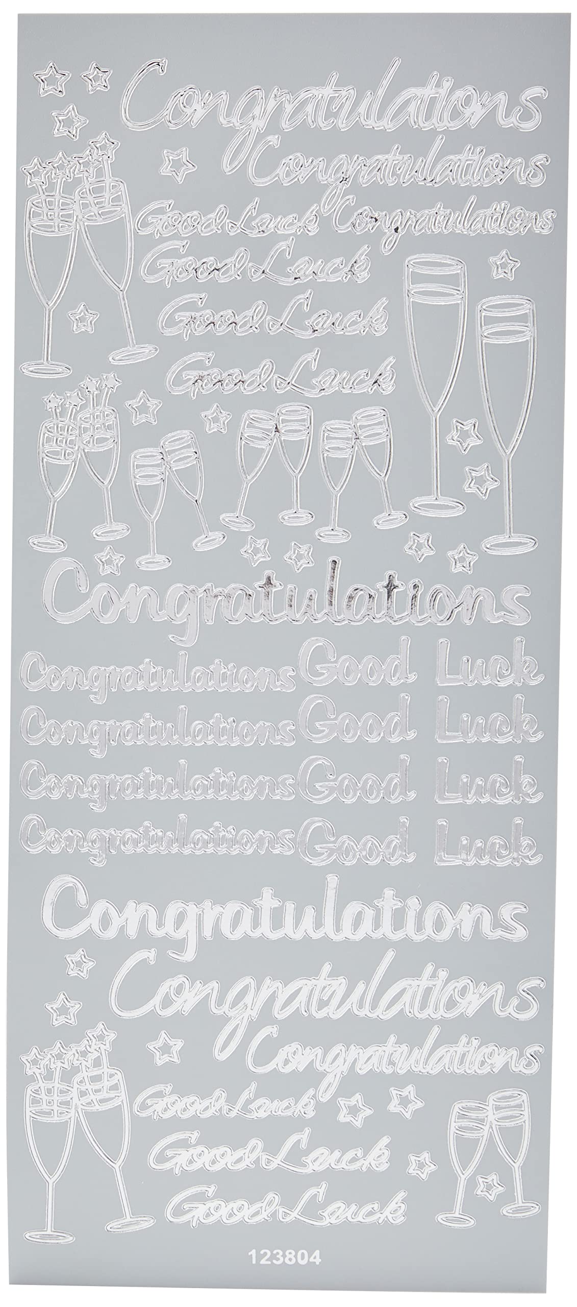 Anita's Silver Outline Stickers, Congratulations, For Scrapbooking, Card Making, Kids Play, Homework, Art, Craft, Embelish, Decorative, Paper, Card, Glass, Metal, Plastic, Foam