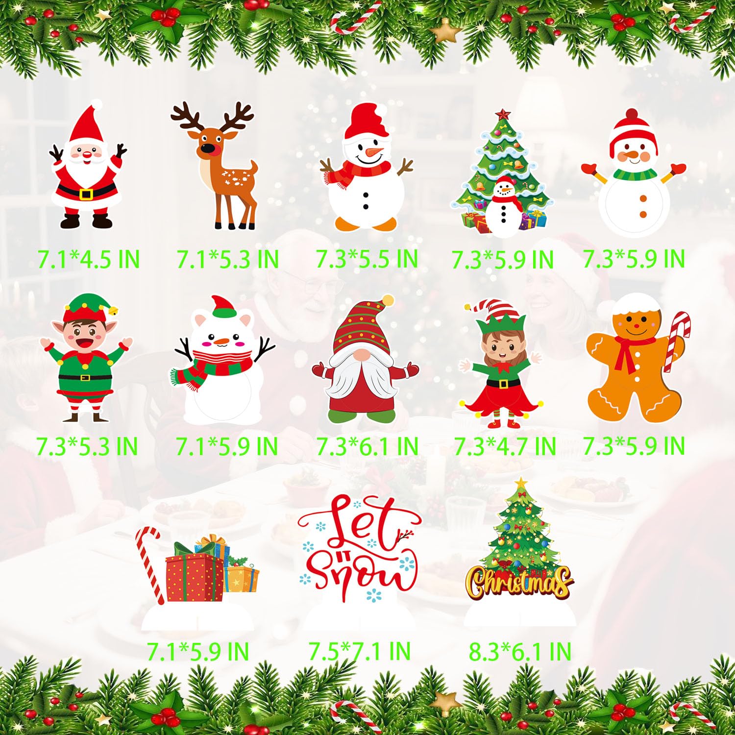 13 centrotavola natalizi per tavoli, decorazioni per la tavola per feste di Natale, per interni, centrotavola in carta a nido d'ape, decorazioni per centrotavola per le vacanze