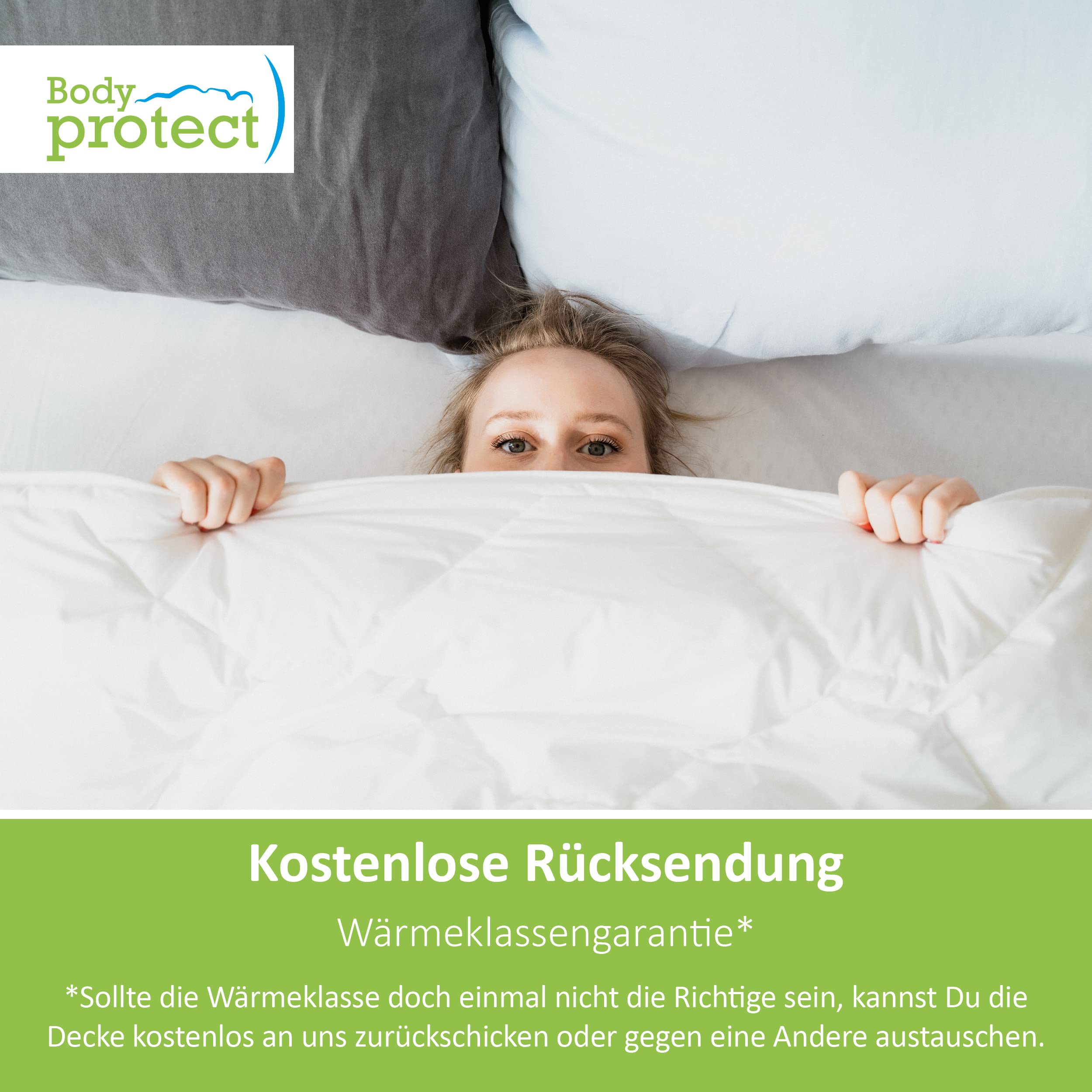 Bodyprotect Daunendecke 135x200 cm Sommer Decke, leichte Sommerbettdecke aus 70% Daunen & 30% Federn, Oeko-TEX Bettdecke, Sommerdaunendecke 135 x 200 cm mit Bezug aus Reiner Baumwolle