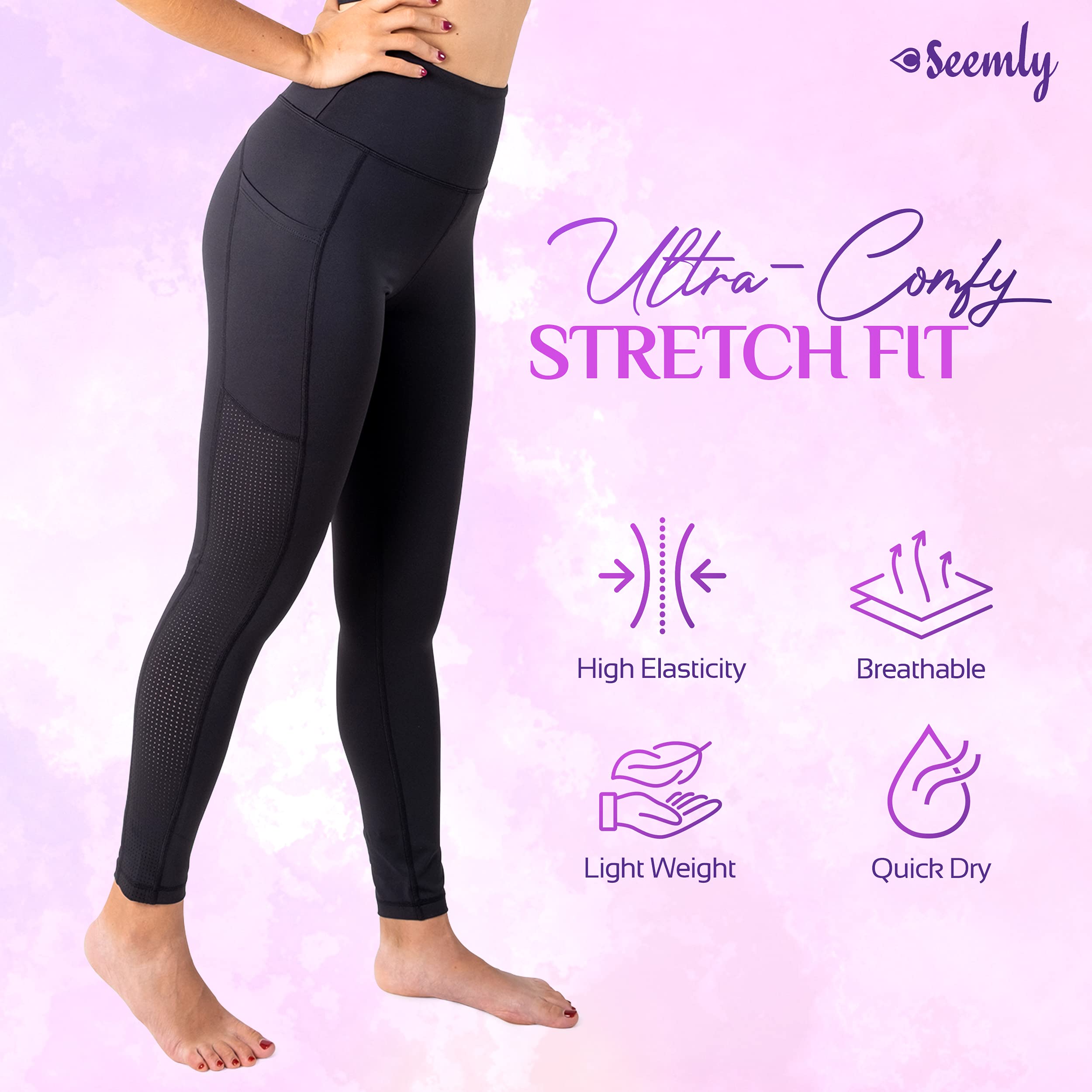 SEEMLY High Waisted Leggings with Pockets Pantalones de Yoga para Mujer