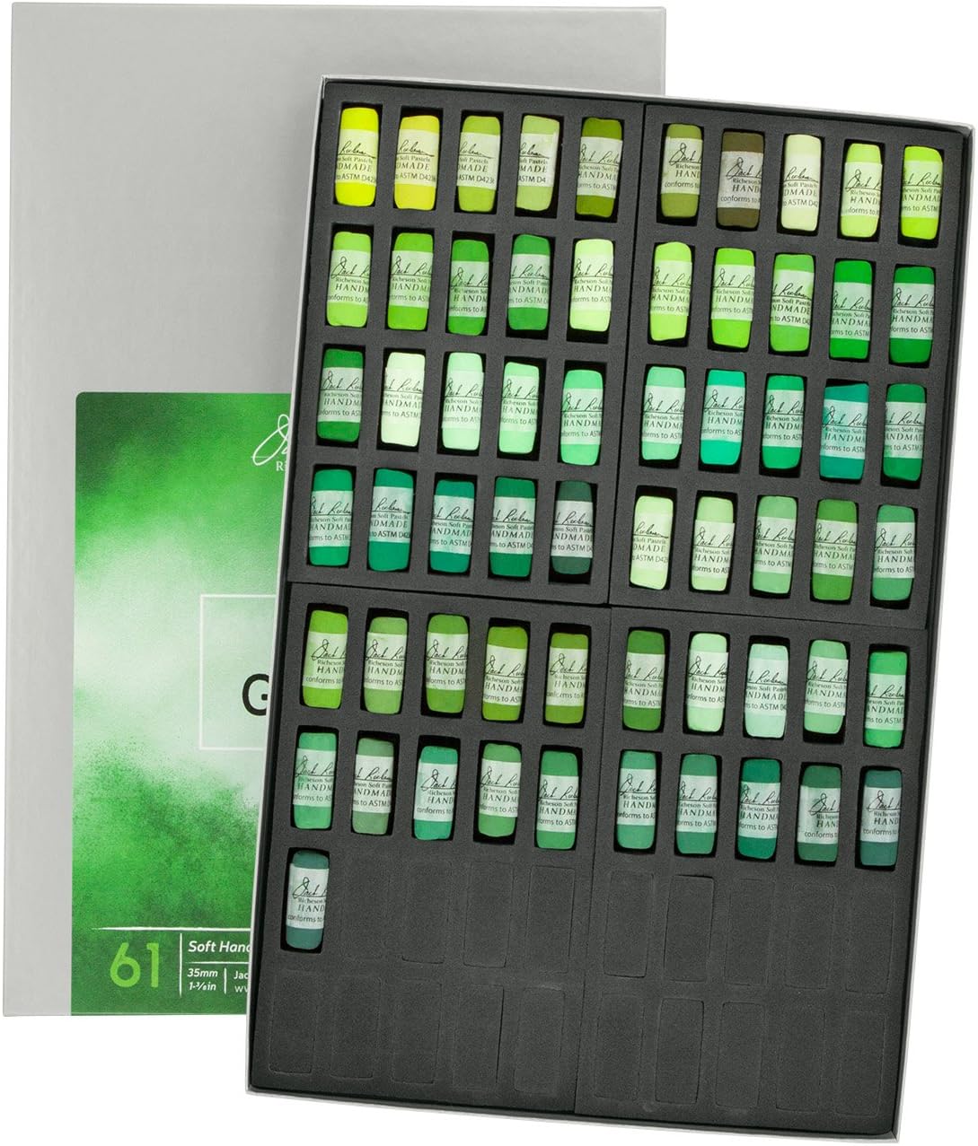 Jack Richeson Color Value Greens, 61 Piece Set Hand Rolled Soft Pastels