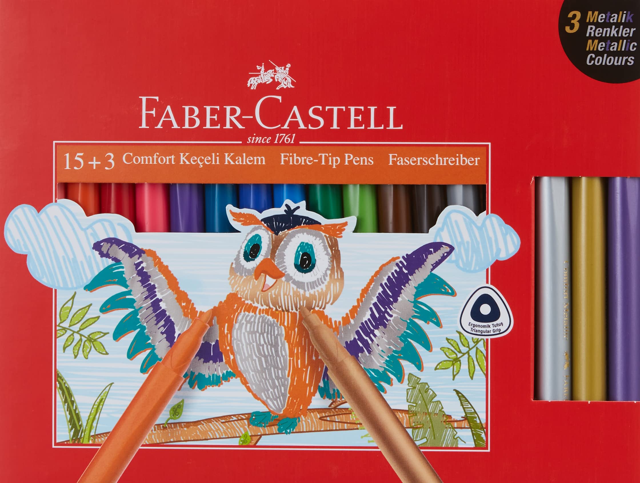 Faber-Castell Comfort Marker Pen 15 + 3 metaliczny