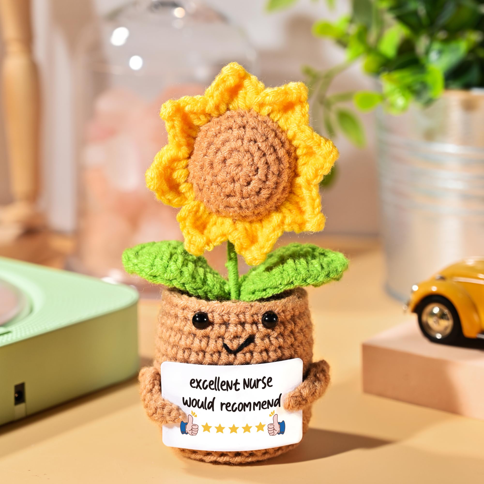 AIVCQZE Nurse Gifts for Women,Nurse Week Appreciation Gift,Handmade Crochet Sunflower Gift for Nurse,Excellent Nursing Gifts, Nurses Practitioner Present