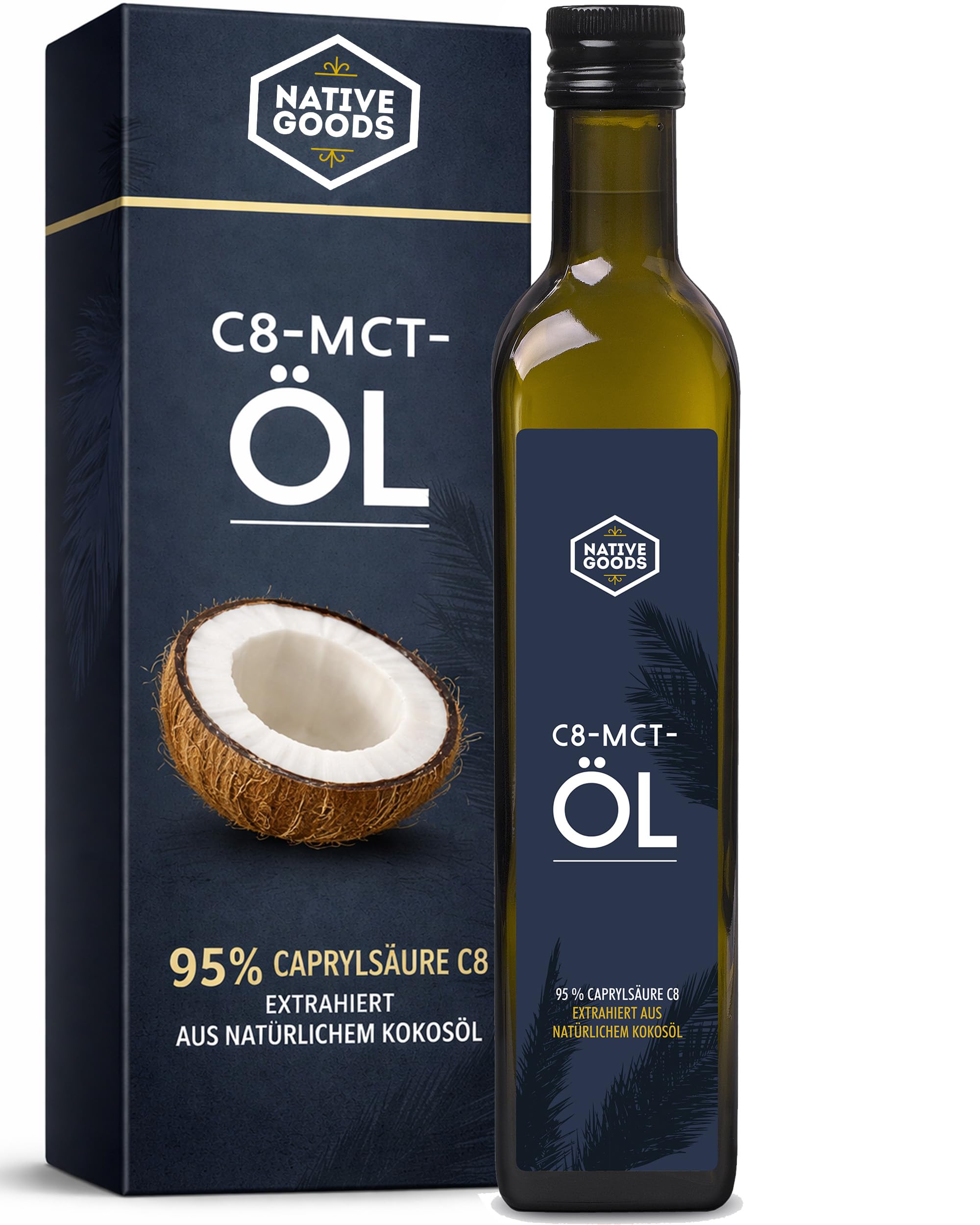 native goods – Bio C8 MCT Öl 500ml – 95% Caprylsäure C8 – MCT Öl aus Kokosöl –Bio Kokos Öl – Kokosöl – geschmacksneutral – ideal für low carb & ketogene Ernährung