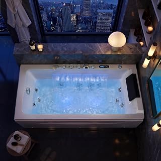 Empava Tub, 67" Whirlpool Bathtub, Heated Jetted Tub with Dual Waterfalls