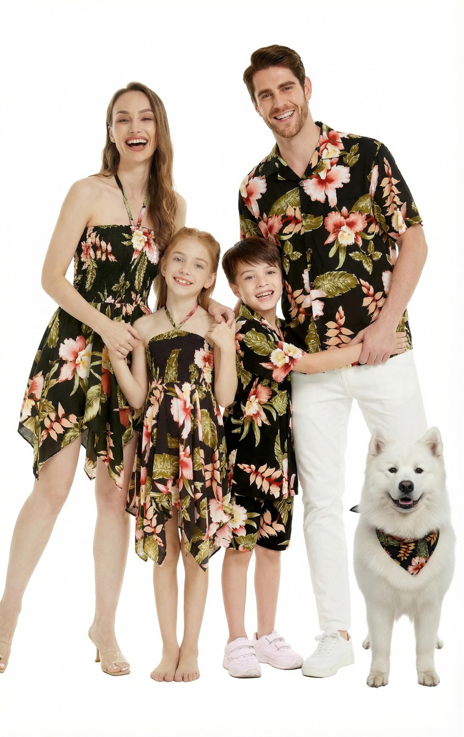 Family Matching Hawaiian Clothes, Black Rafelsia