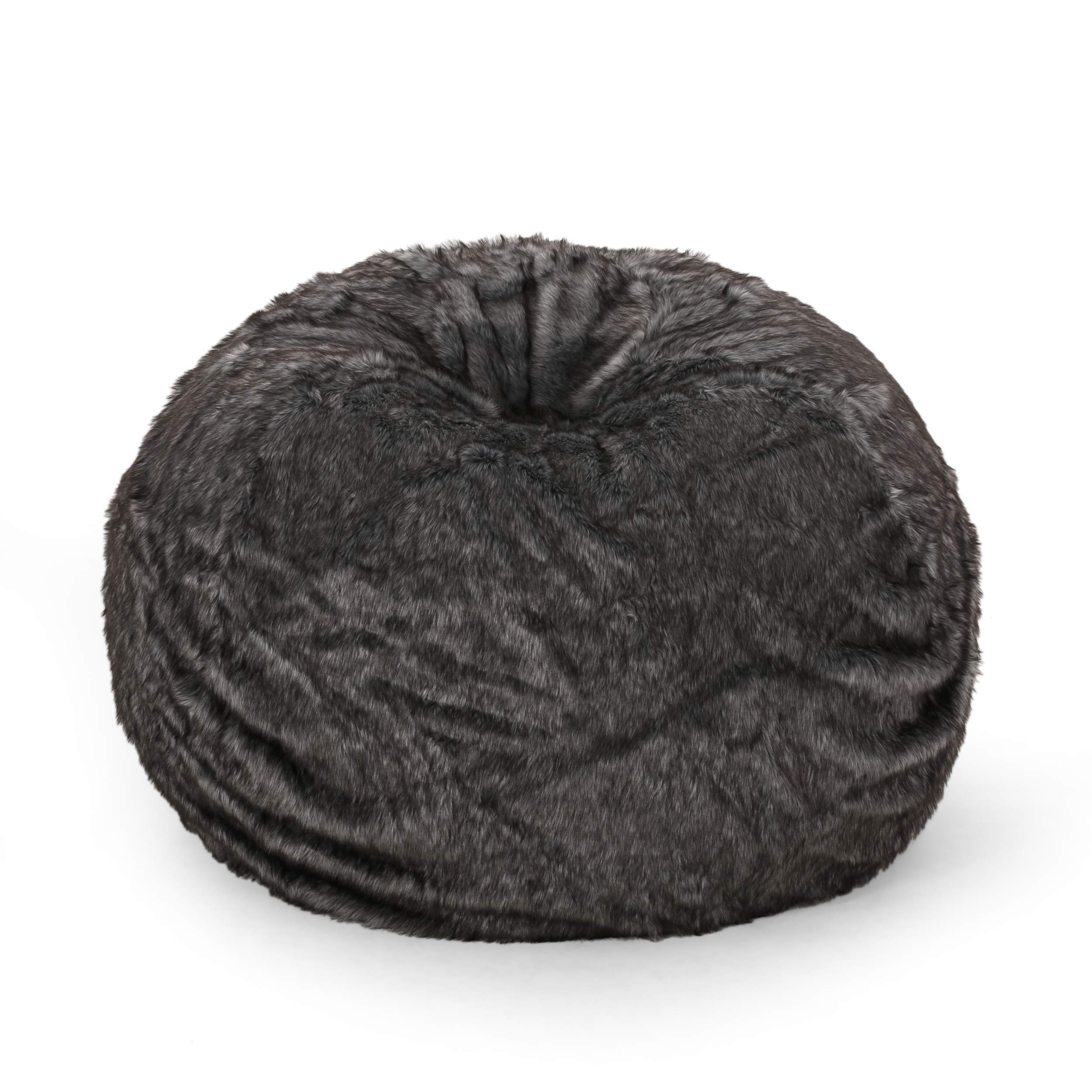 Home Schley 5 Foot Bean Bag - Short Faux Fur - Black/White