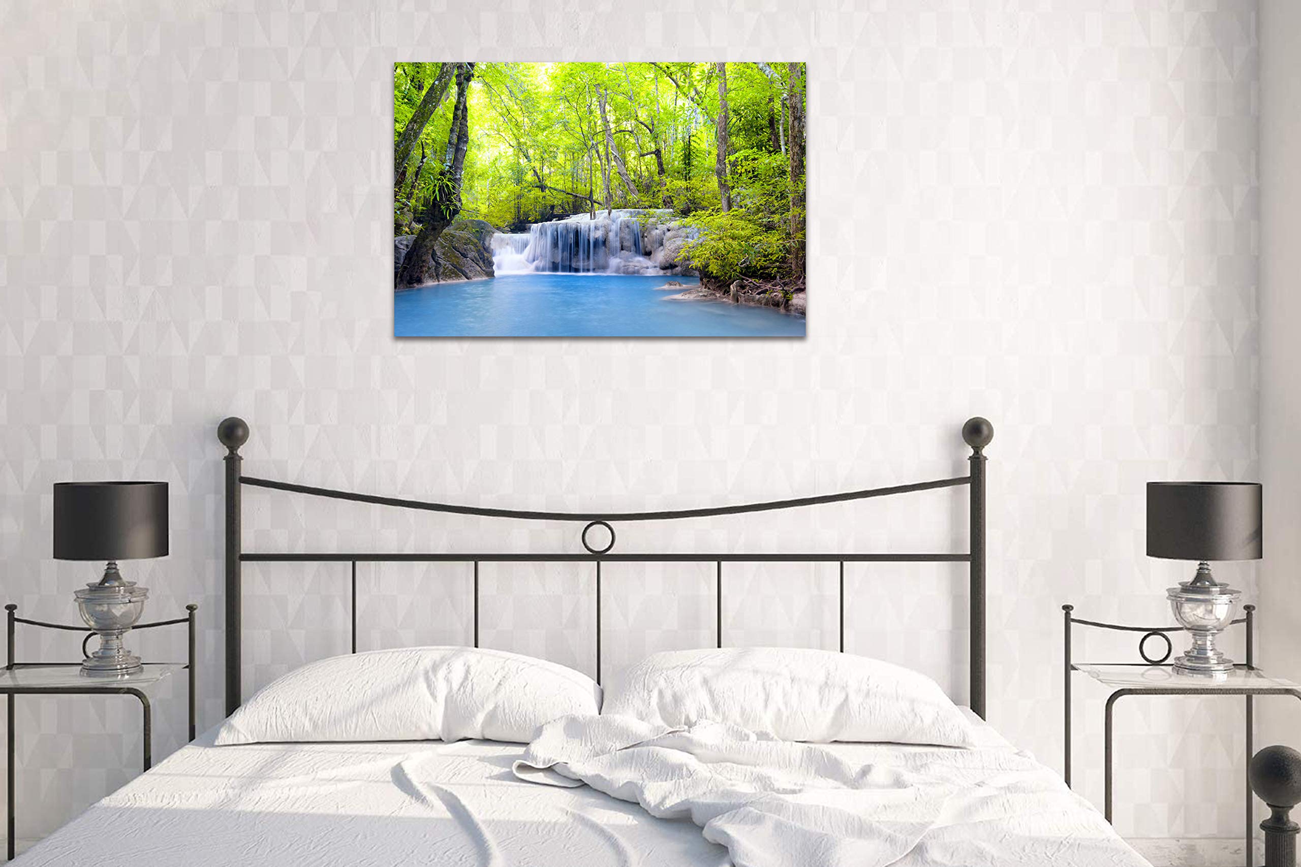 Amazon.co.jp: 絵画 インテリア 額付き 滝の絵 ポスター 森林 玄関