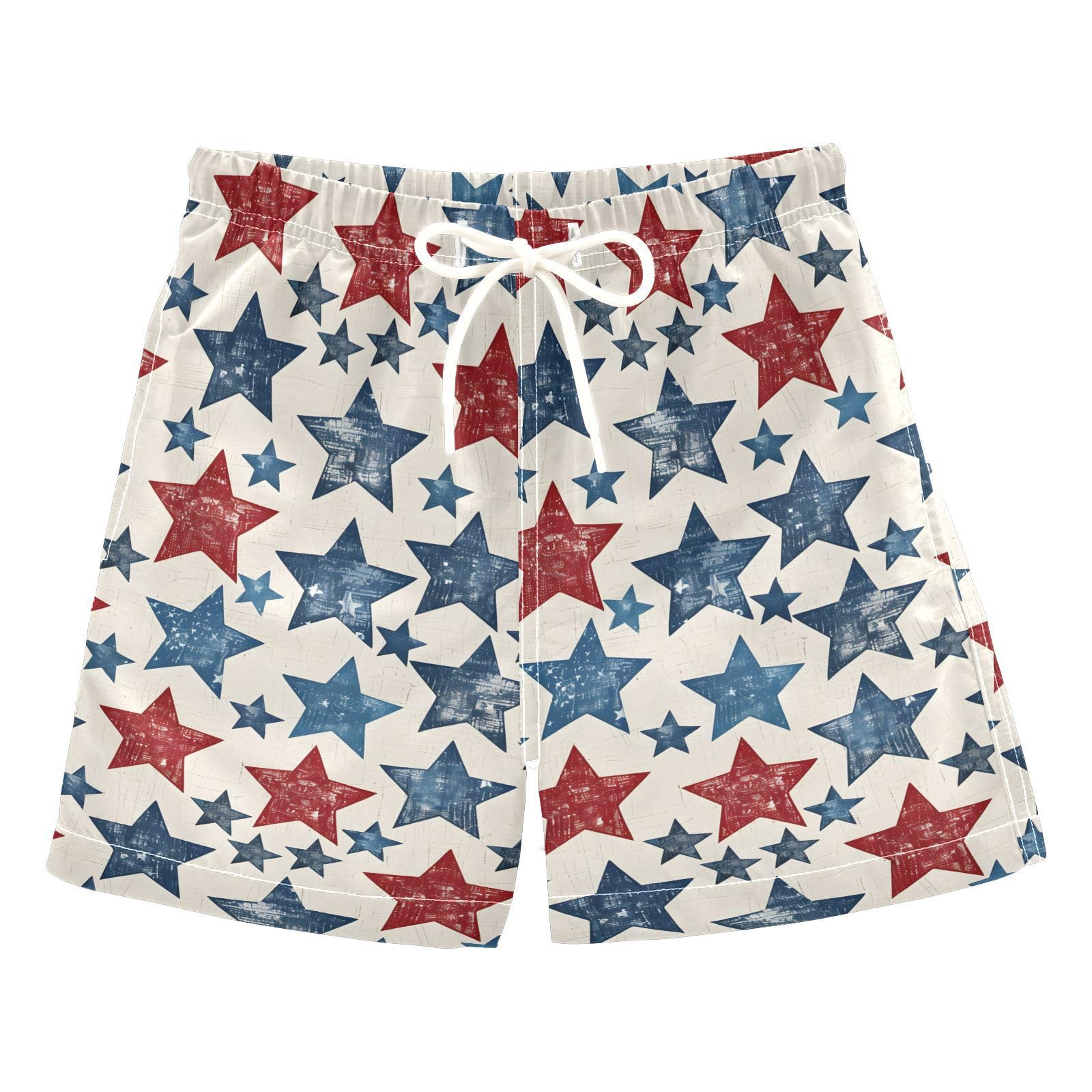 ALAZA Retro Red Blue Star Boys Quick Dry Beach Board Shorts Kids Swim Trunks Bathing Suit Swimsuit 5T