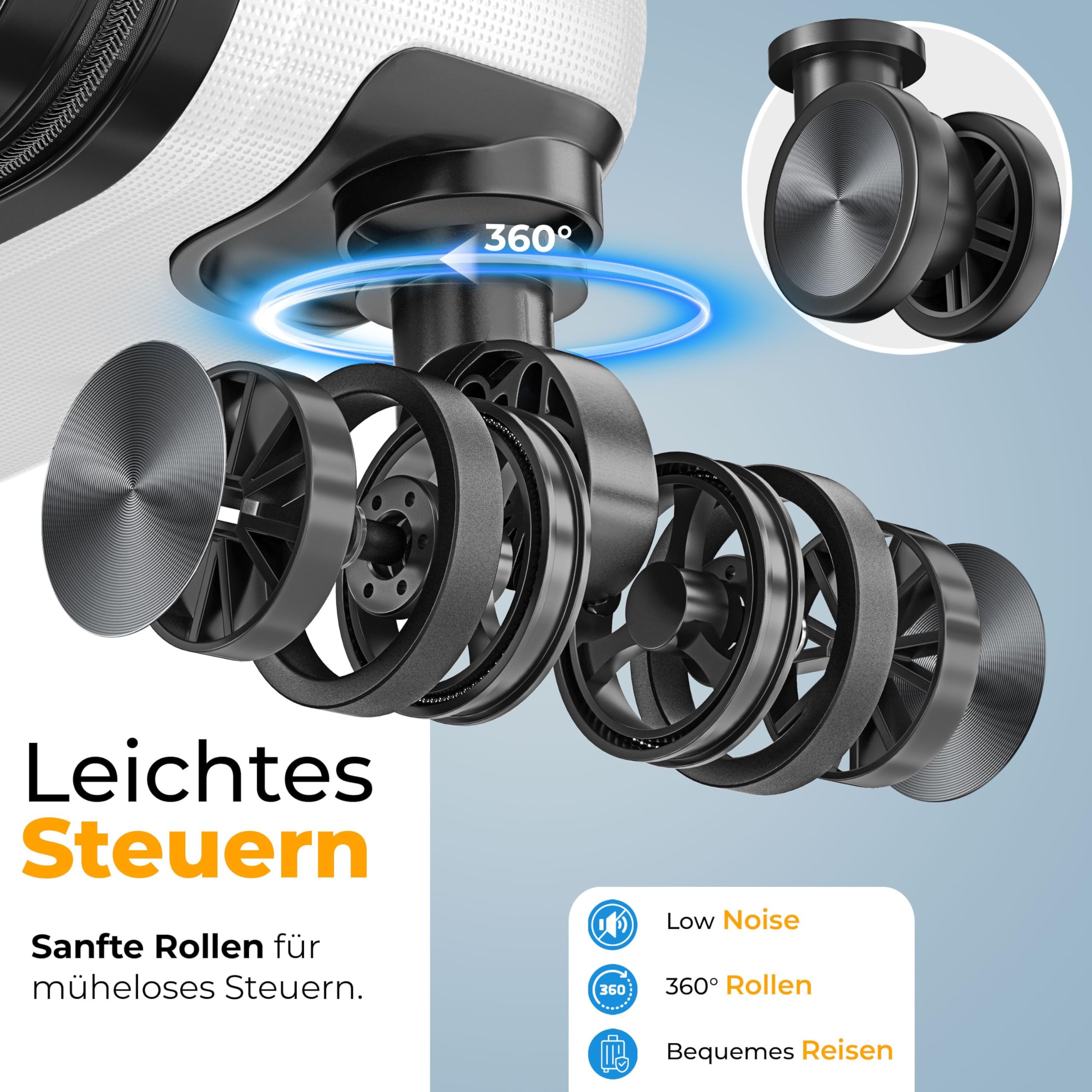 KESSER® Zestaw walizek podróżnych, 4-częściowy zestaw walizek z twardego tworzywa ABS, z zamkiem szyfrowym, wagą bagażową i przyczepą bagażową, kółkami 360°, bagaż podręczny i duża walizka do biznesu