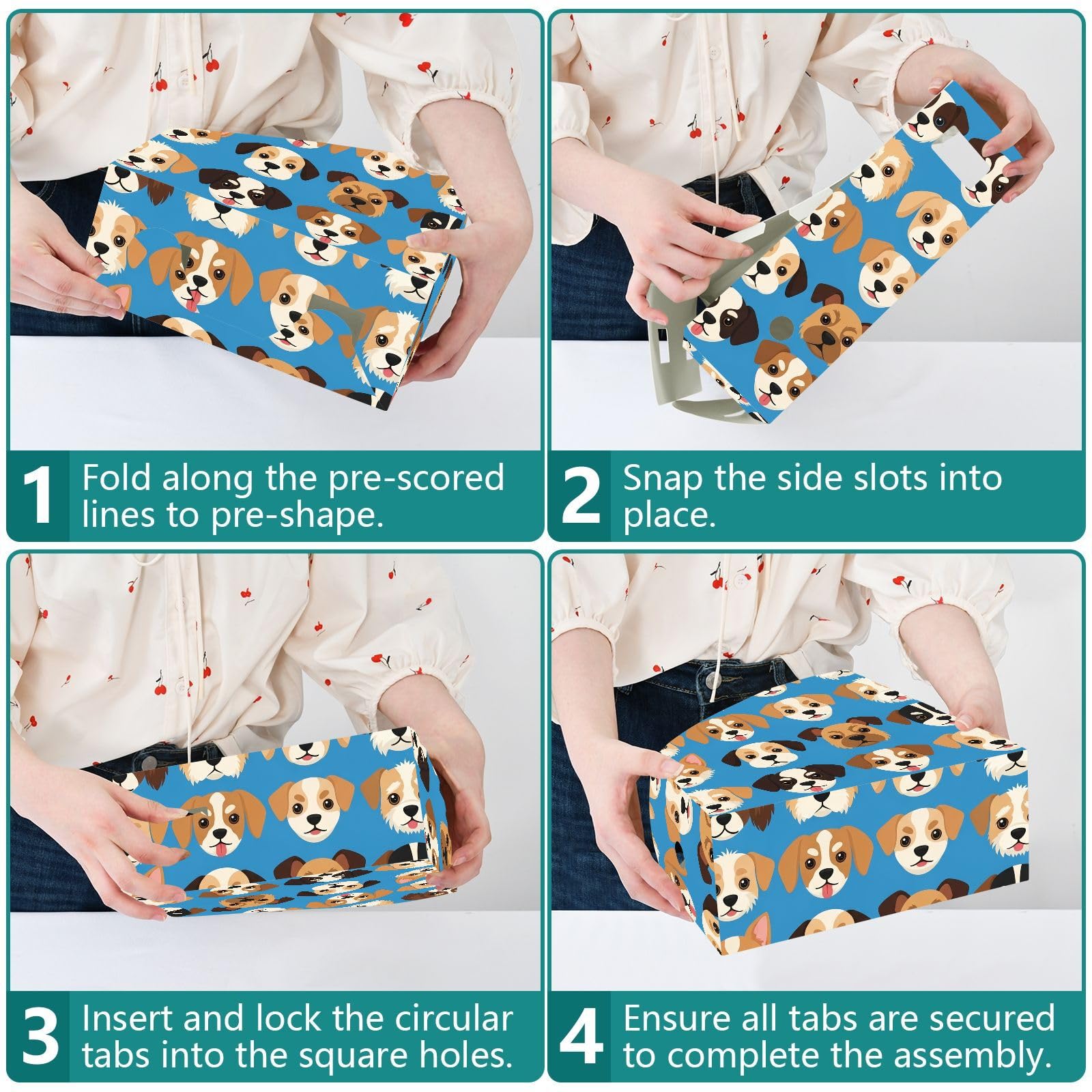 Organisateur de fichiers pliable en forme de chien bleu