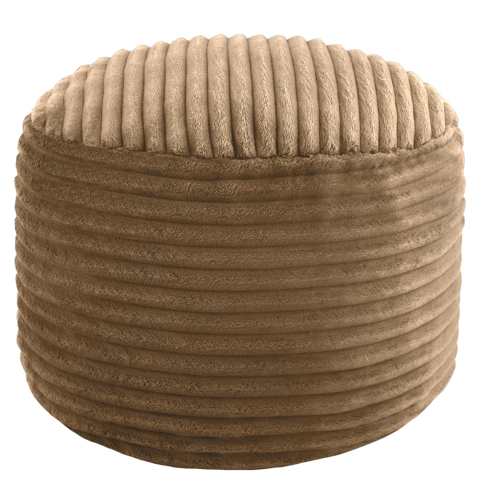 MeMoreCool Round Pouf Ottoman Foot Rest, 20x15 Inch Corduroy Pouf, Coffee