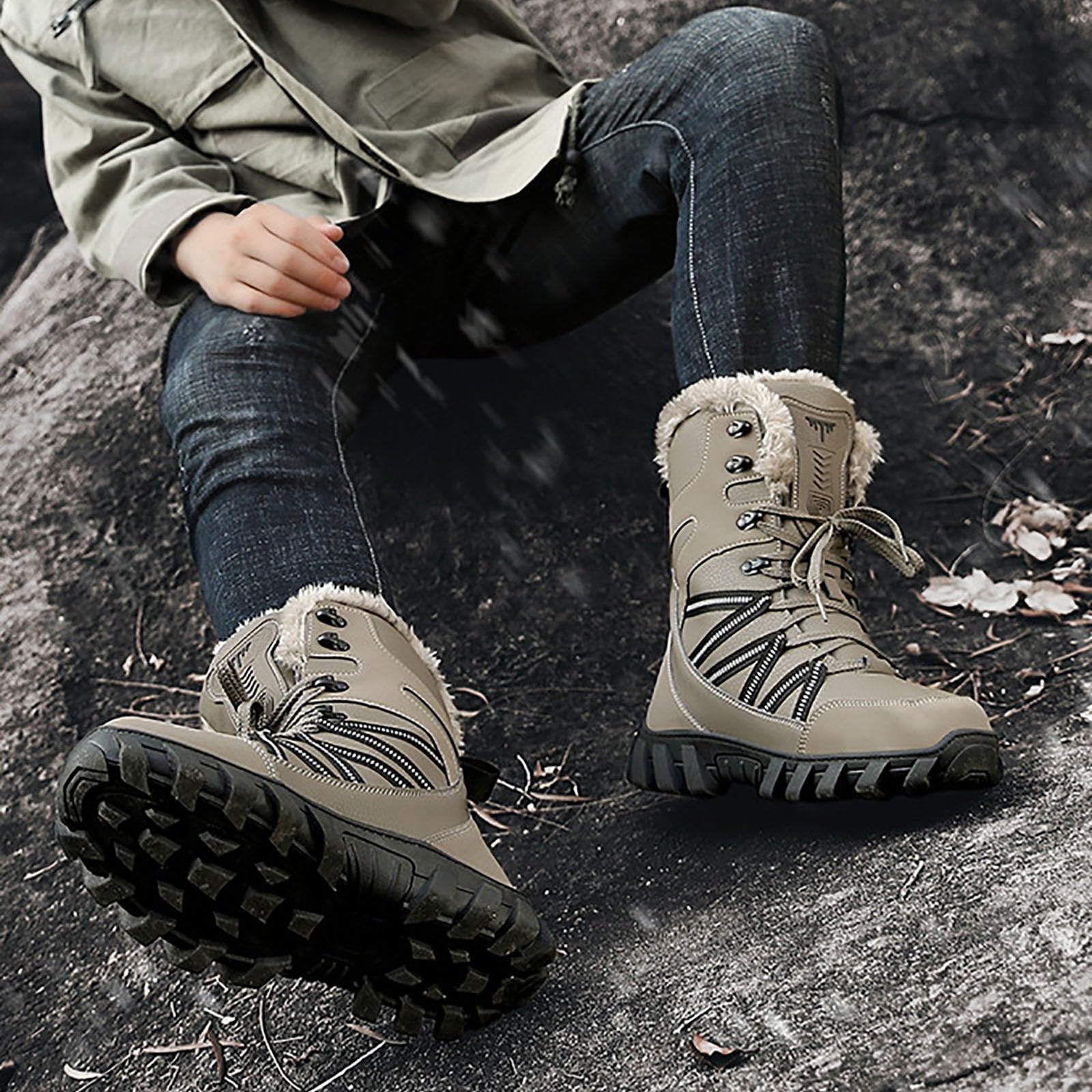 Botas de invierno para hombre, talla grande, para exteriores, para invierno, para nieve, desierto, de piel, tacón de bloque, para caminar por la ciudad fría, Chelsea, impermeables, antideslizantes