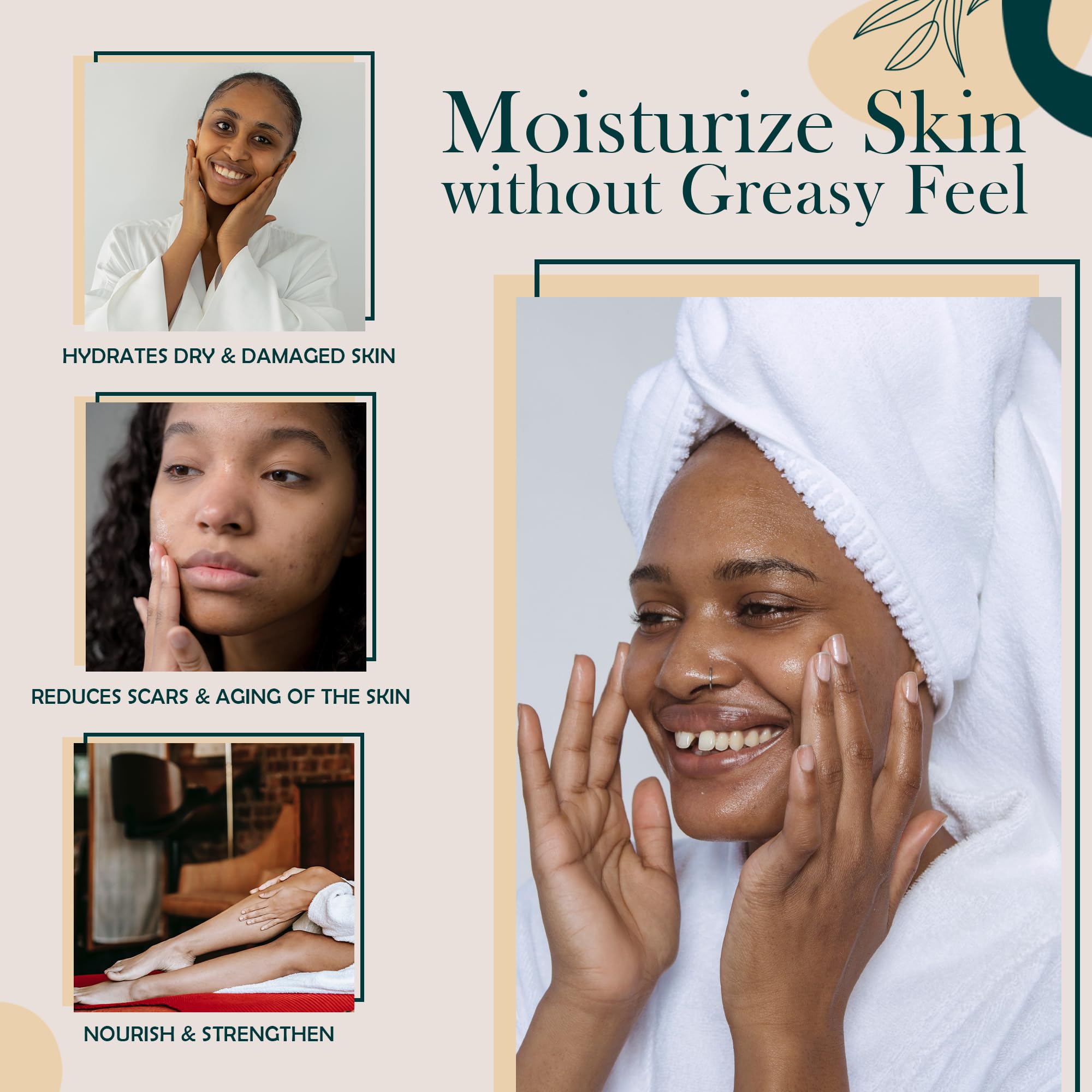 USDA Certified 100% Organic Pure Natural Hydrating Body Oil After Shower With Coconut, Jojoba, Olive & Almond Non-Greasy Moisturizing Oil For Women & Men Dry Skin 5.07 fl oz/150ml - Unscented