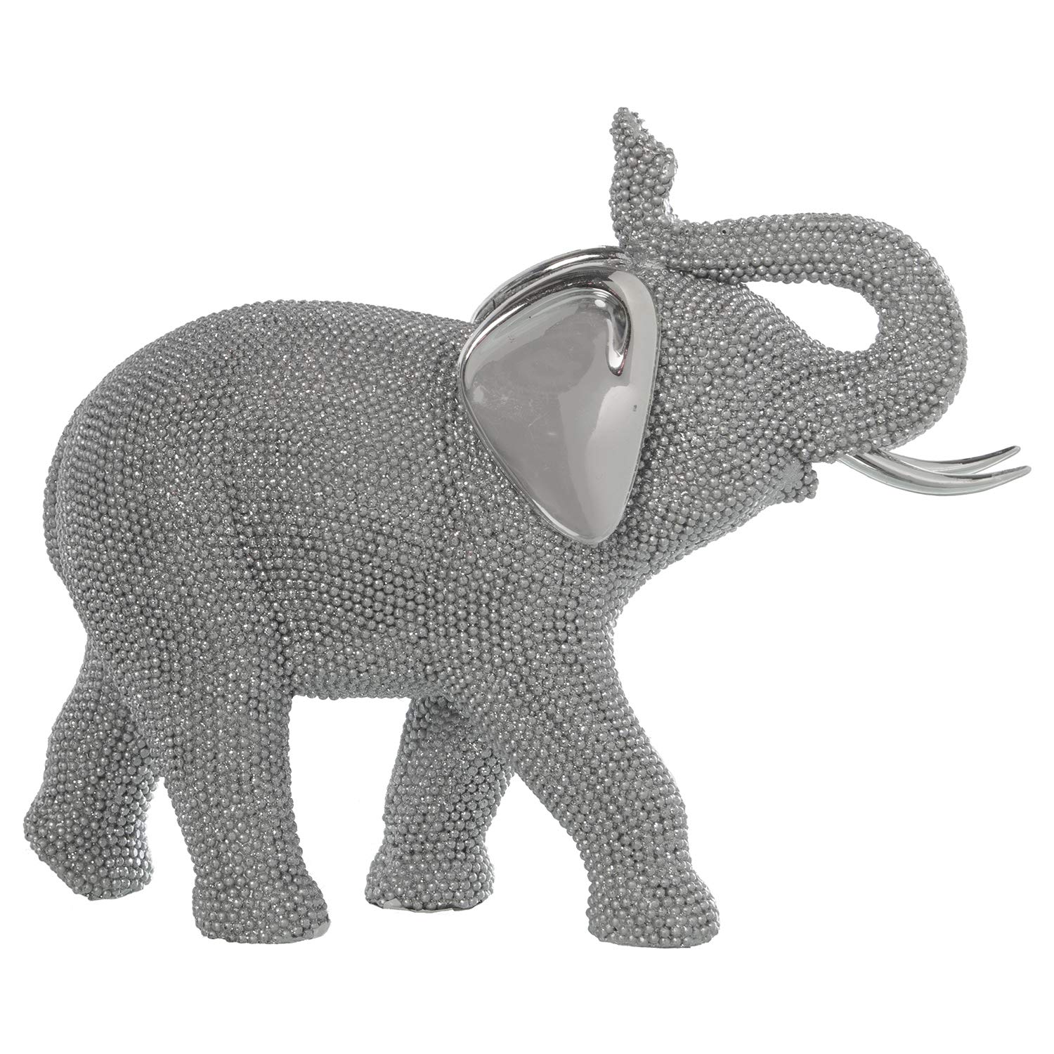 Éléphant en résine argentée décoratif pour moderniser une entrée