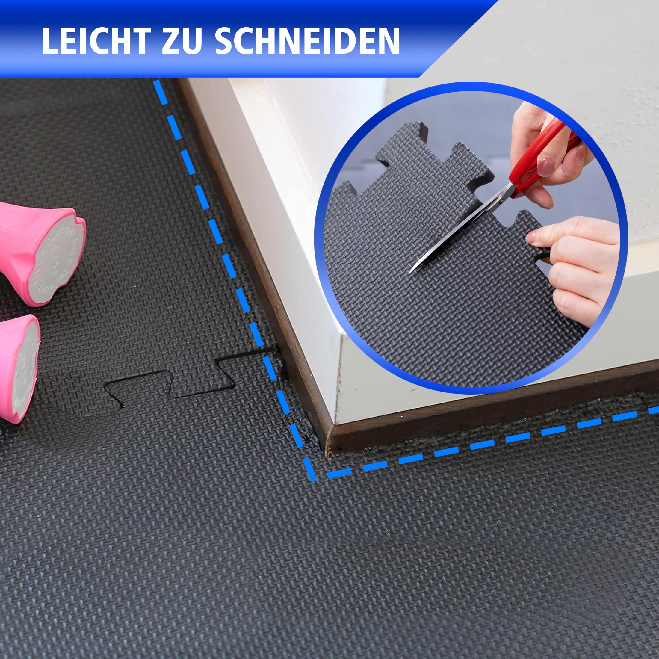 Alfombra Puzzle tapete Gimnasio Tatami Suelo Acolchado Gimnasio Esterilla Fitness Gruesa losetas Espuma EVA | Negro 30x30x1cm 36 Piezas