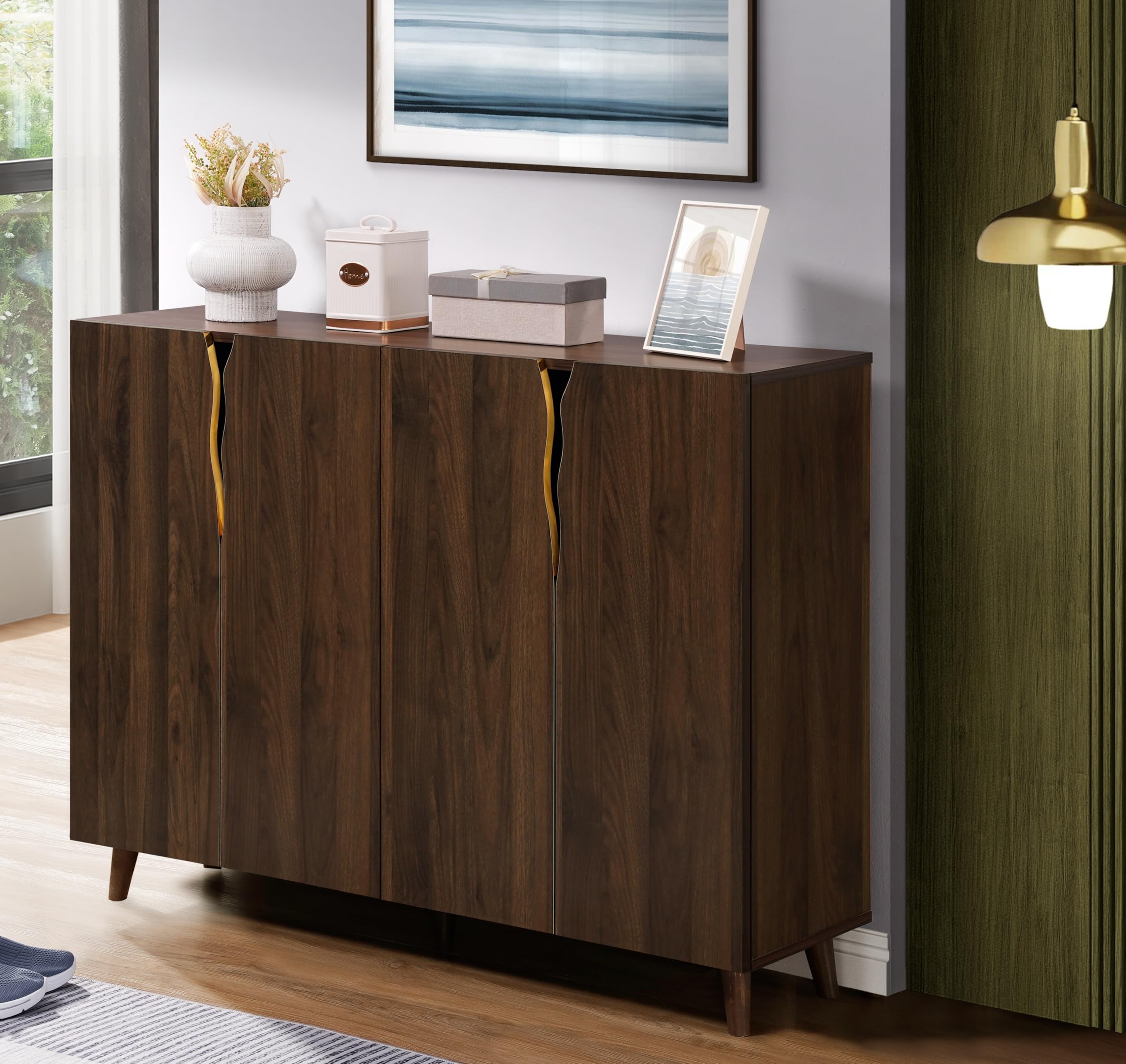 DeckUp Nora Engineered Wood 4-Door Shoe Rack (Walnut, Matte Finish)-image-20