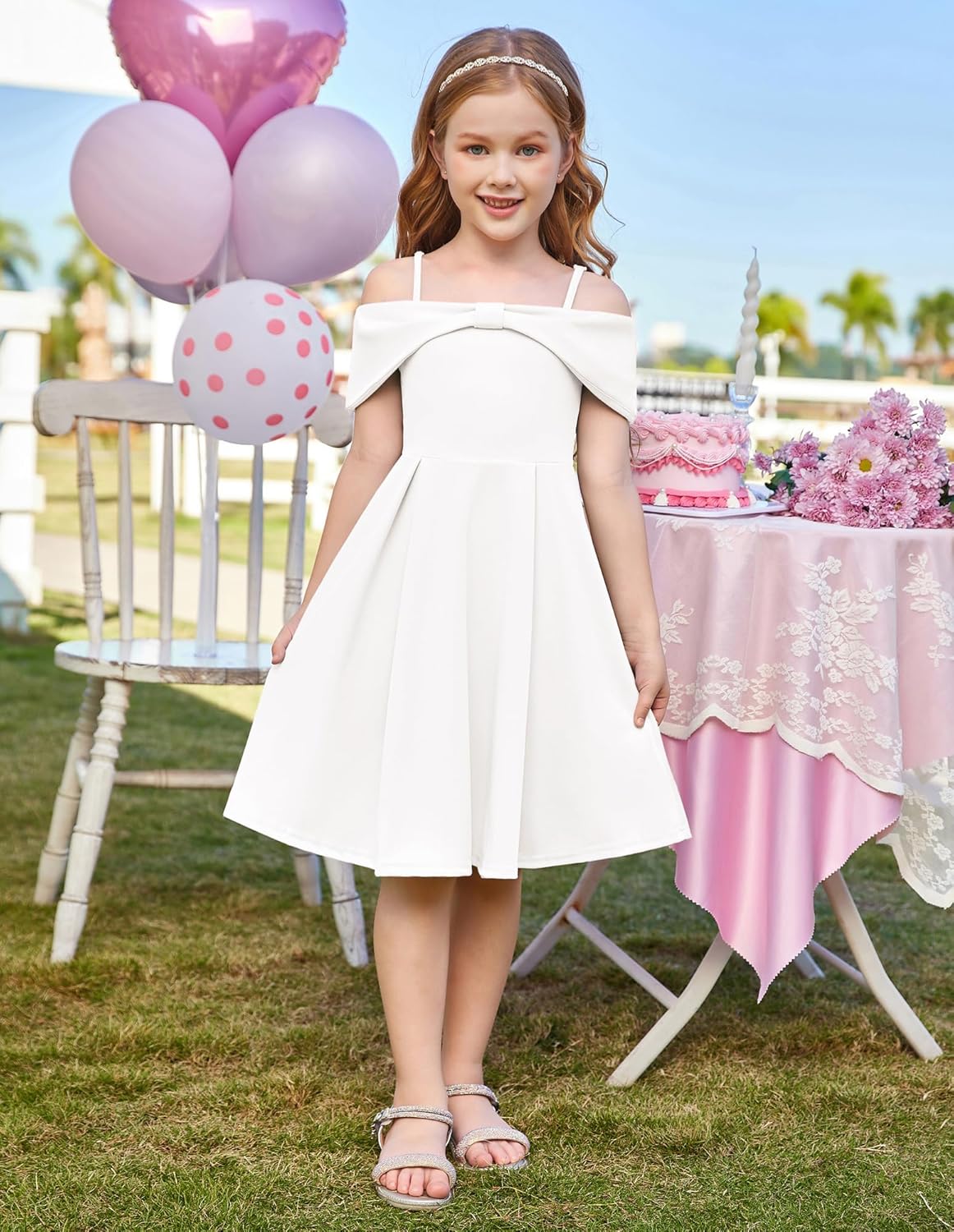 GRACE KARIN Girls Elegant Dress Off Shoulder A-Line Casual Party Dresses for 6-14 Years - Image 4