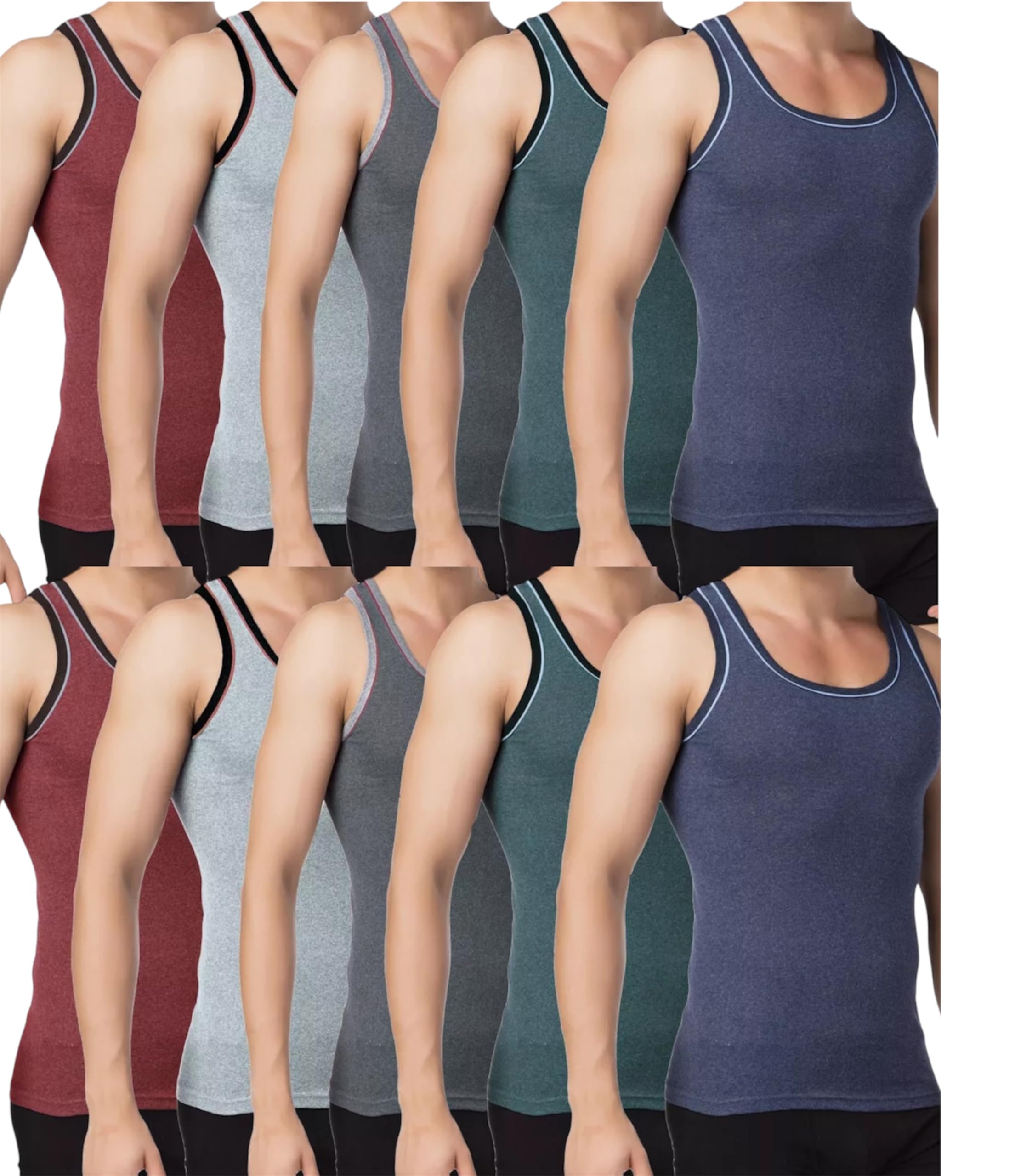 Unterhemd Herren (4er-5er Pack) –Tank-Top Achselshirt Baumwolle Feinripp–Männer Unterwäsche,Mehrfarbig Melange,Grau,Blau,Weiß,Schwarz M-3XL