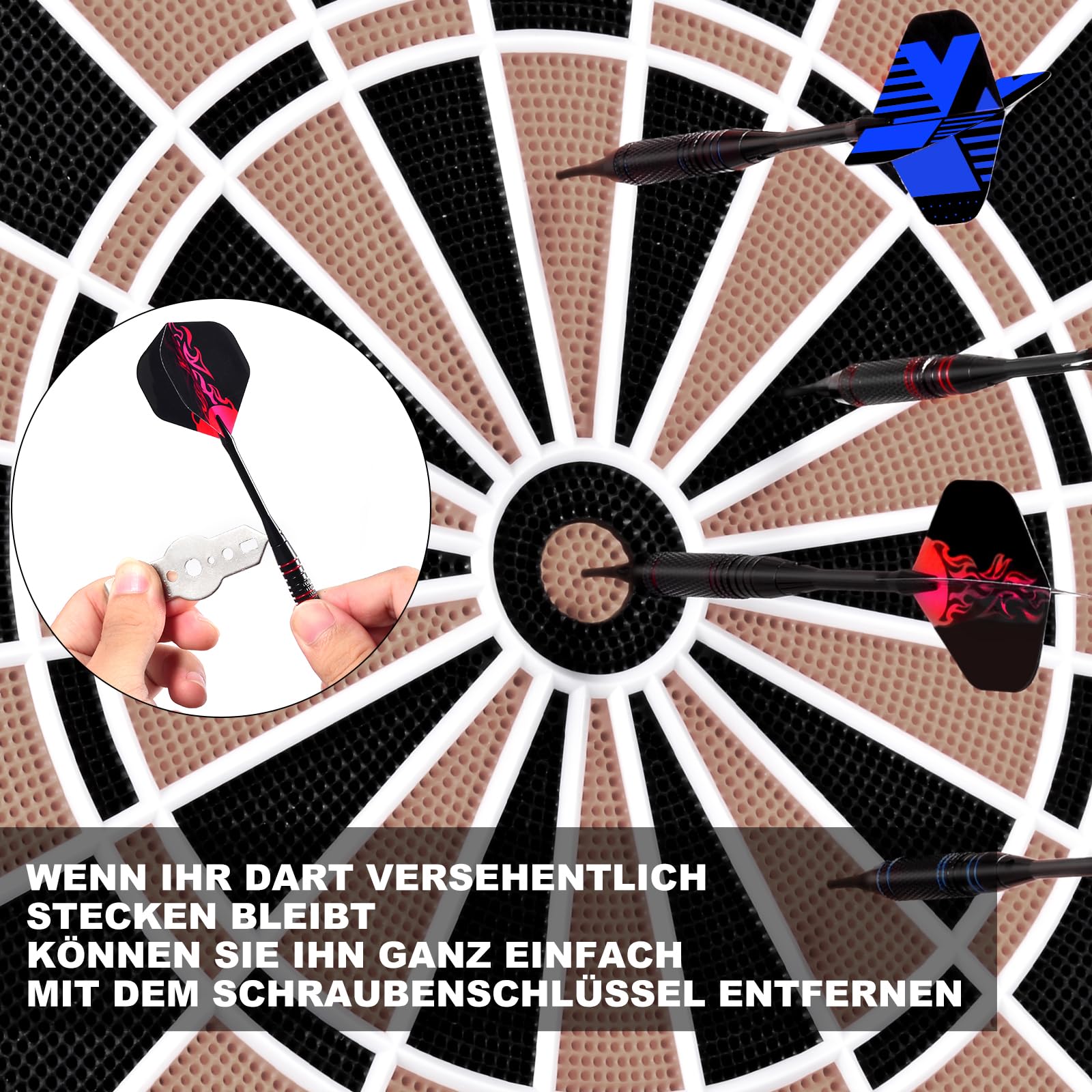 Dartpfeile Elektronische Dartscheibe,Dartpfeile Soft,Kunststoffspitze,12 Stück à 18 Gramm mit 120 Ersatzspitzen,6 Dartflügeln, Flight Protector, Aufbewahrungskoffer, Dart für elektronische Dartscheibe