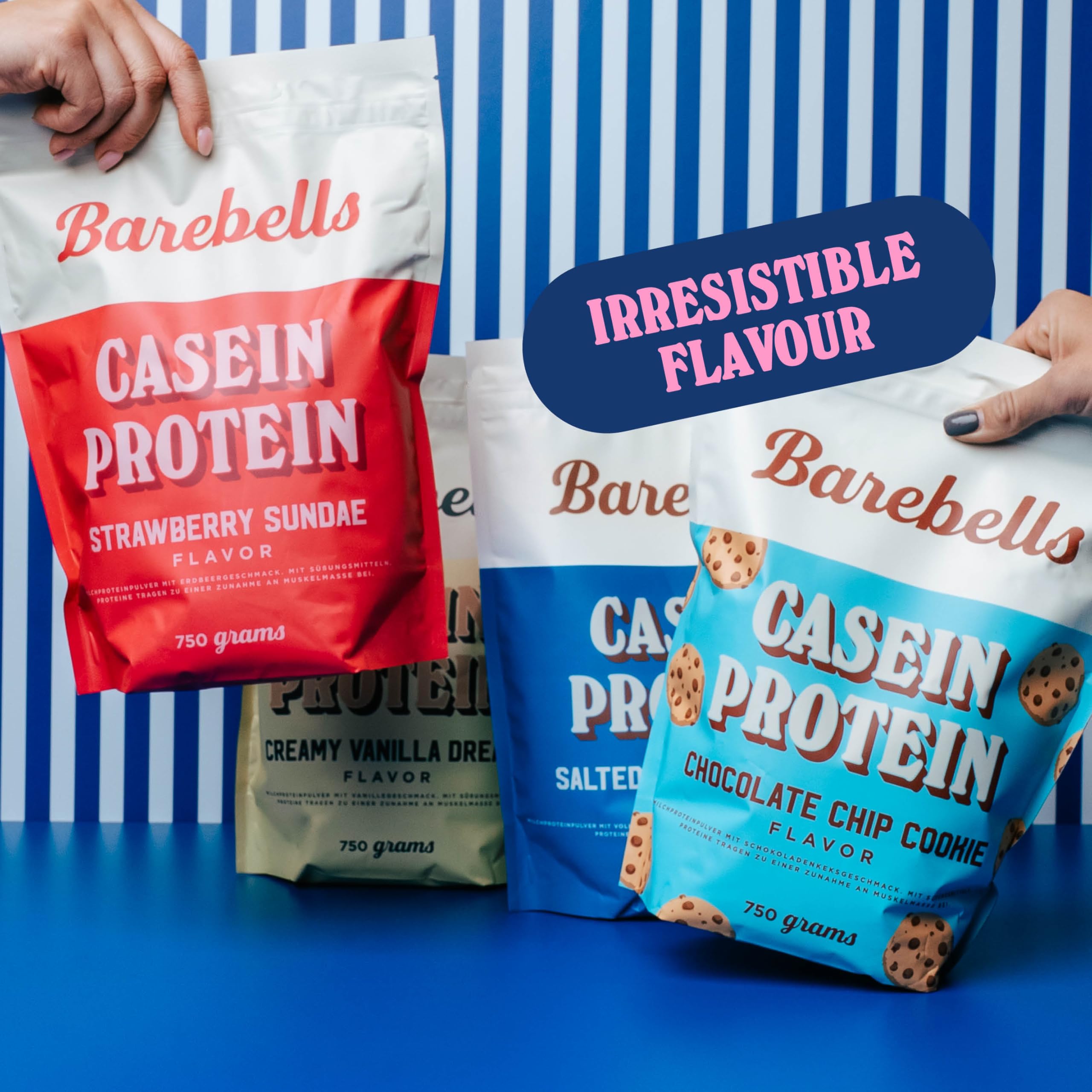 Barebells Casein Proteinpulver – Chocolate Chip Cookie | 27g Protein pro Portion, ohne Zuckerzusatz, cremiger Keks-Geschmack, langsam verdauliches Protein, 1x 750g Beutel