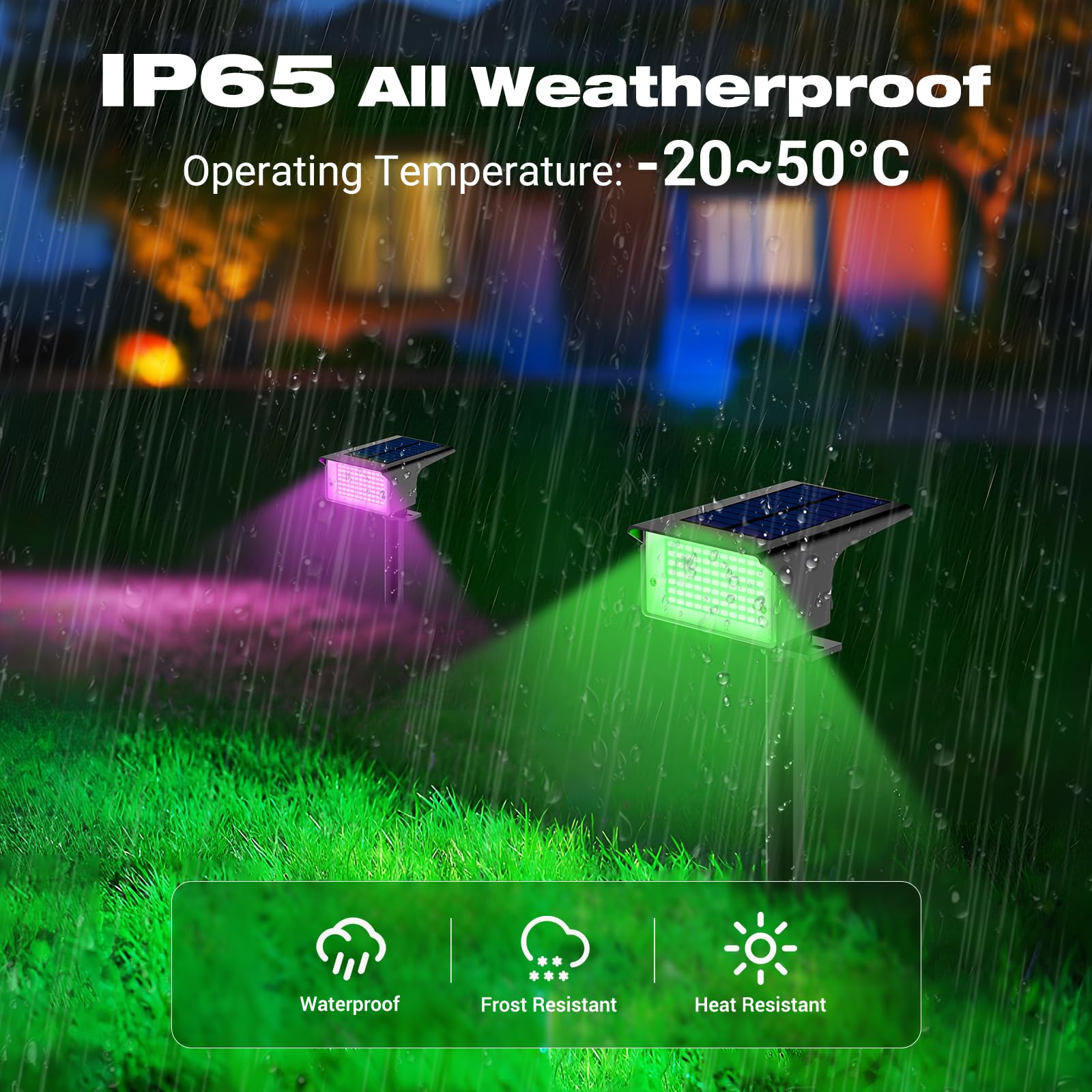 kolpop 4Stück RGB Solar Strahler, 7 Modes, 2-in-1, IP65 Wasserdicht, 800LM Bunt Außenleuchte, Dusk to Dawn Solarleuchten Gartenleuchten für Bäume, Outdoor Pflanzen, Hof