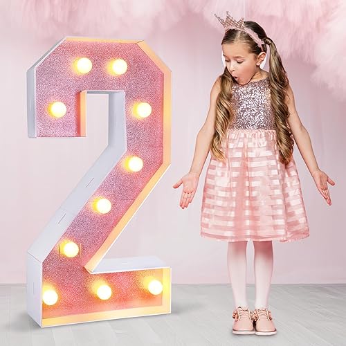 Números iluminados de marquesina de 3 pies, números de mosaico gigantes para globos, números de luz grandes para cumpleaños, aniversario, boda,