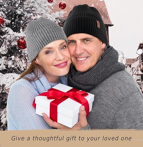 Miniatura 6 de Wmcaps Gorros cálidos para hombres y mujeres, gorro con forro polar cálido para invierno, unisex, a la moda, gorro de punto con puños