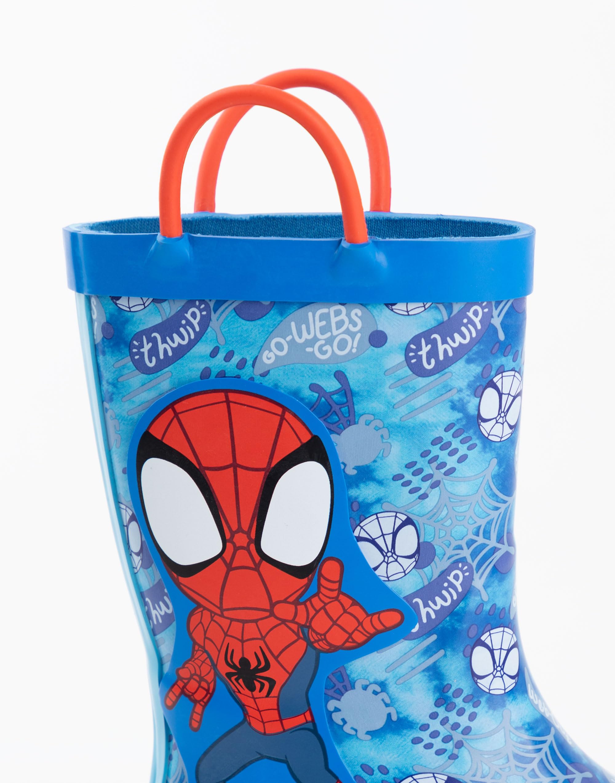Marvel Bottes en caoutchouc Spiderman garçons | Bottes en caoutchouc pour enfants avec personnage Spiderman et impression Web en bleu et rouge | Bottes en caoutchouc