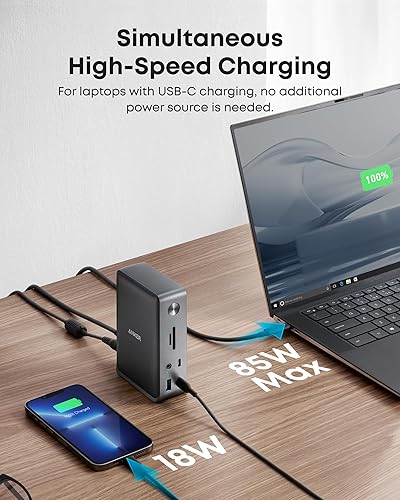 Miniatura 4 de Estación de acoplamiento para laptop Anker, estación de acoplamiento USB-C de 13 en 1, triple pantalla con 2xHDMI y 1xDP, 10 Gbps USB-C y 5 Gbps