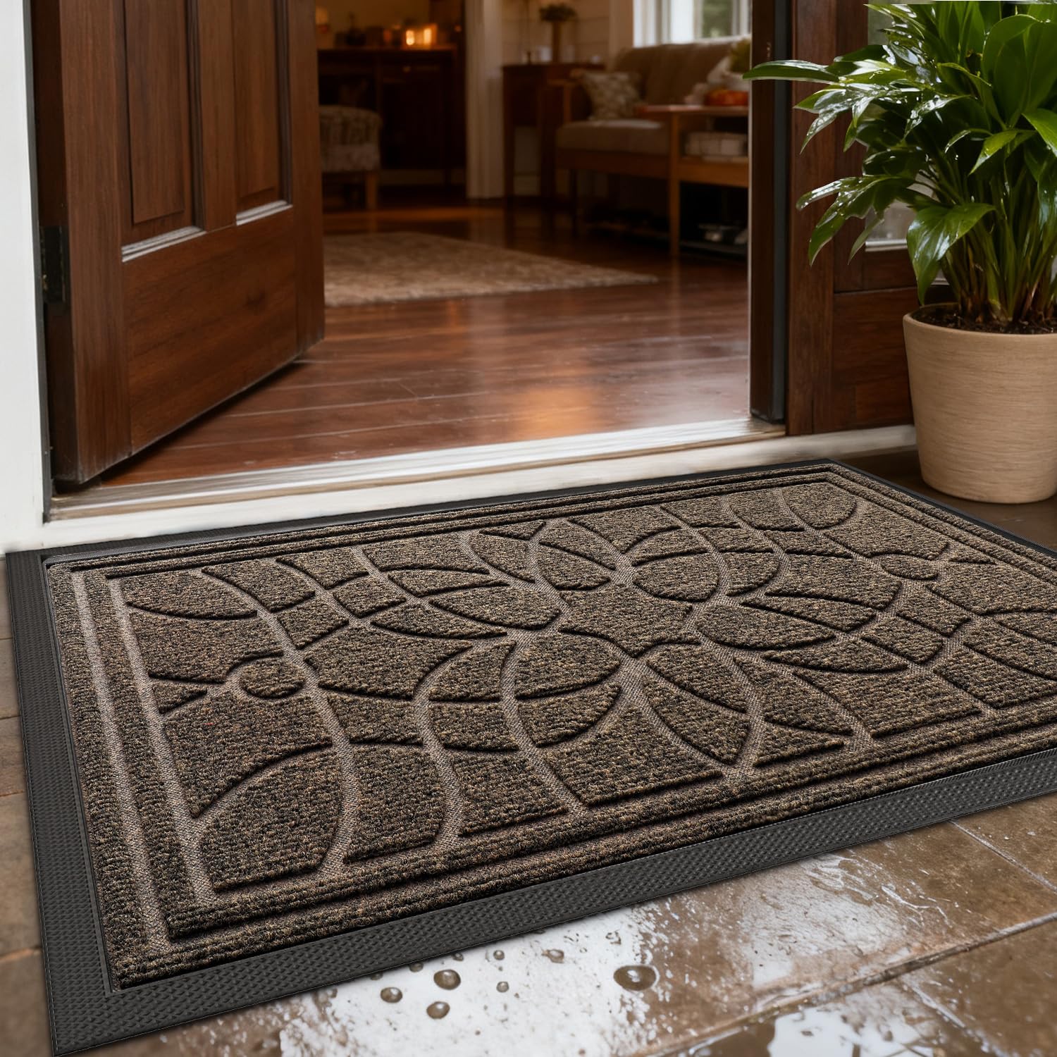 Zerbino d'ingresso per interni color kaki 60x90 cm, antiscivolo e assorbente, lavabile, ideale per corridoio, cucina, ingresso | Leroy Merlin