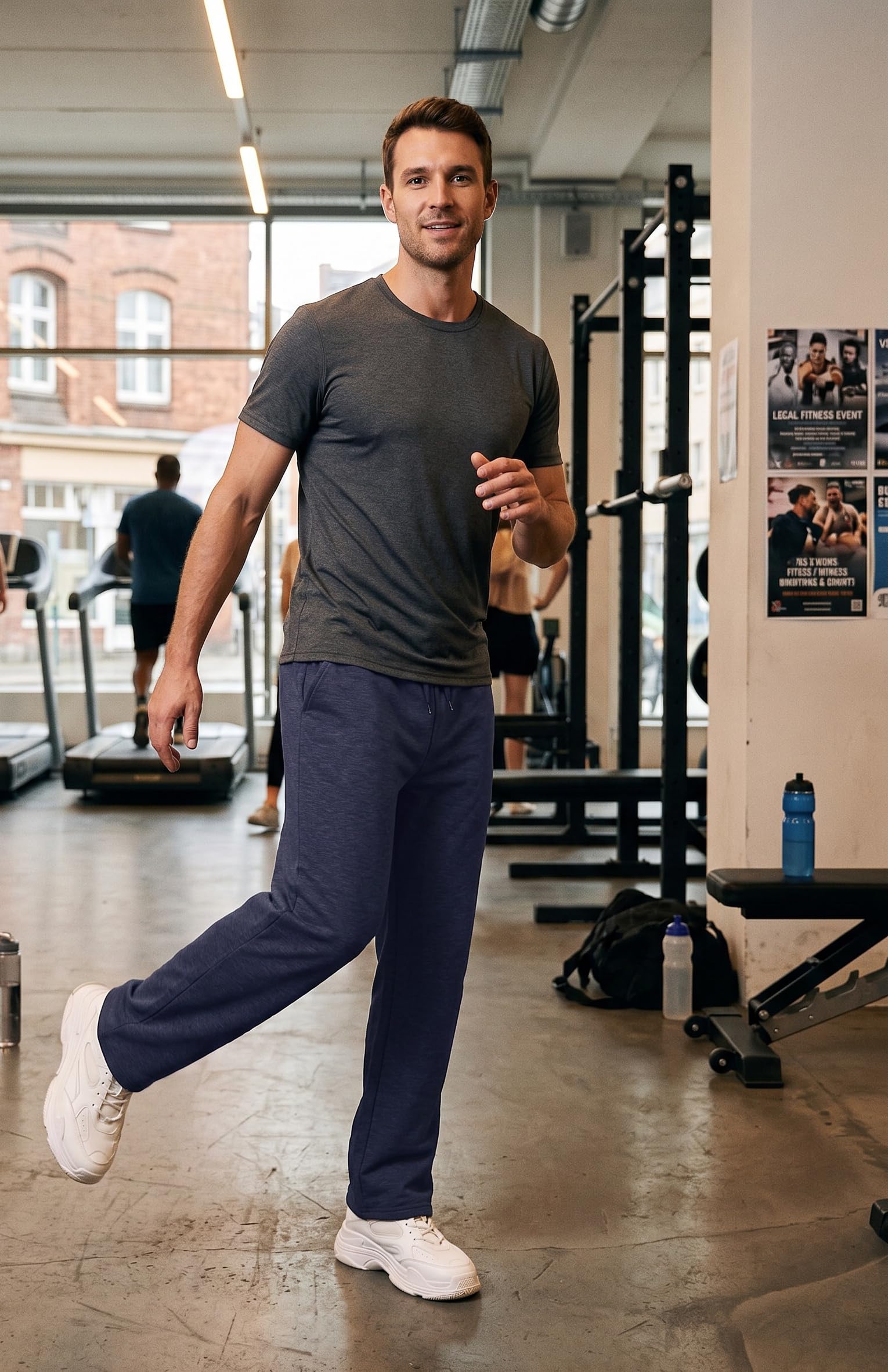 PINSPARK Pantaloni da jogging da uomo in cotone, pantaloni sportivi Baggy, invernali, termici | Pantaloni da allenamento in pile, con calda imbottitura, con tasche, per jogging, fitness, allenamento, tempo libero