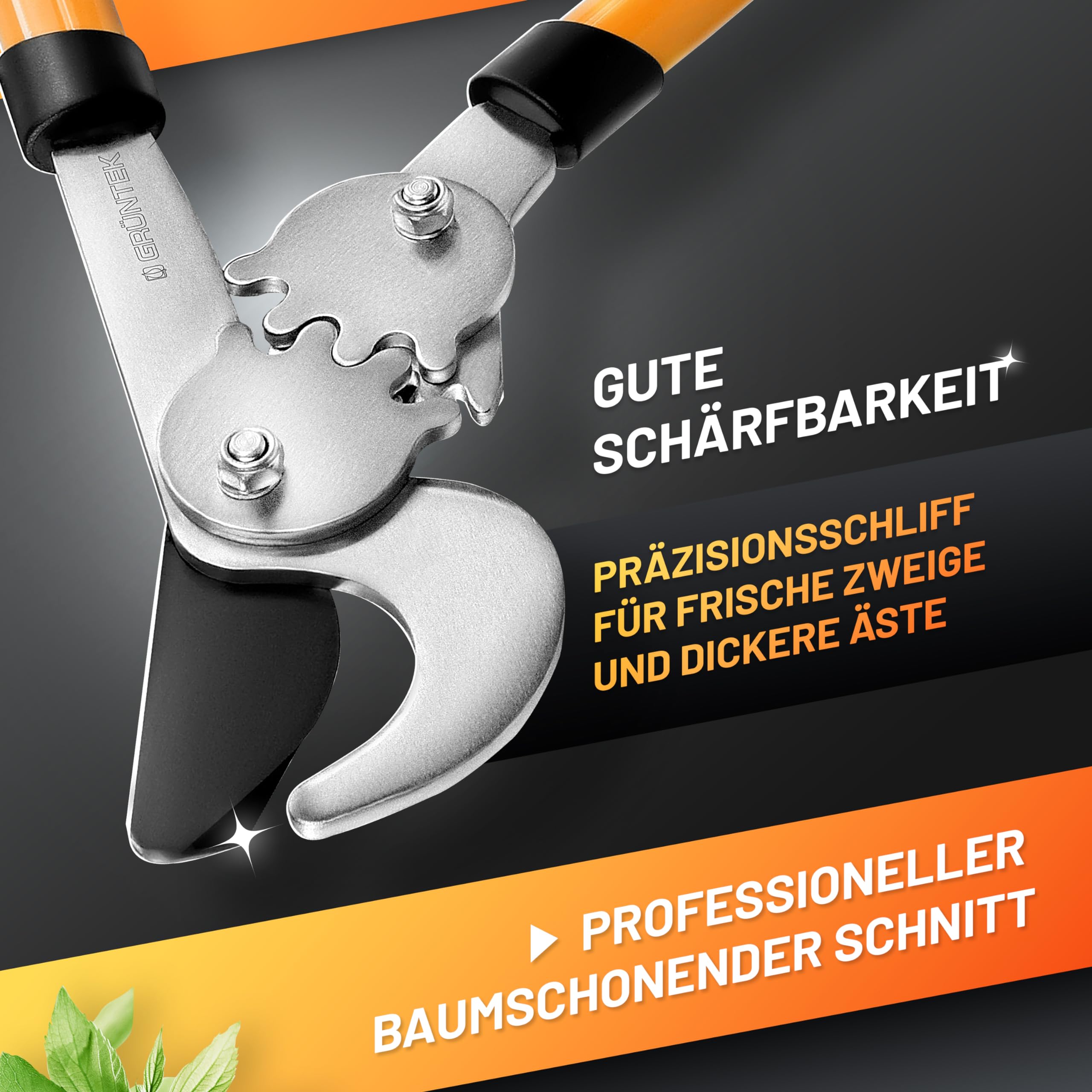 GRÜNTEK T-REX Bypass-Astschere mit 67mm SK5-Karbonstahlklingen, Antihaft-Beschichtung und 2-Gang-Getriebesystem – Präzisions-Garten-Schere für trockenes Holz, Heckenschere und Astschneider