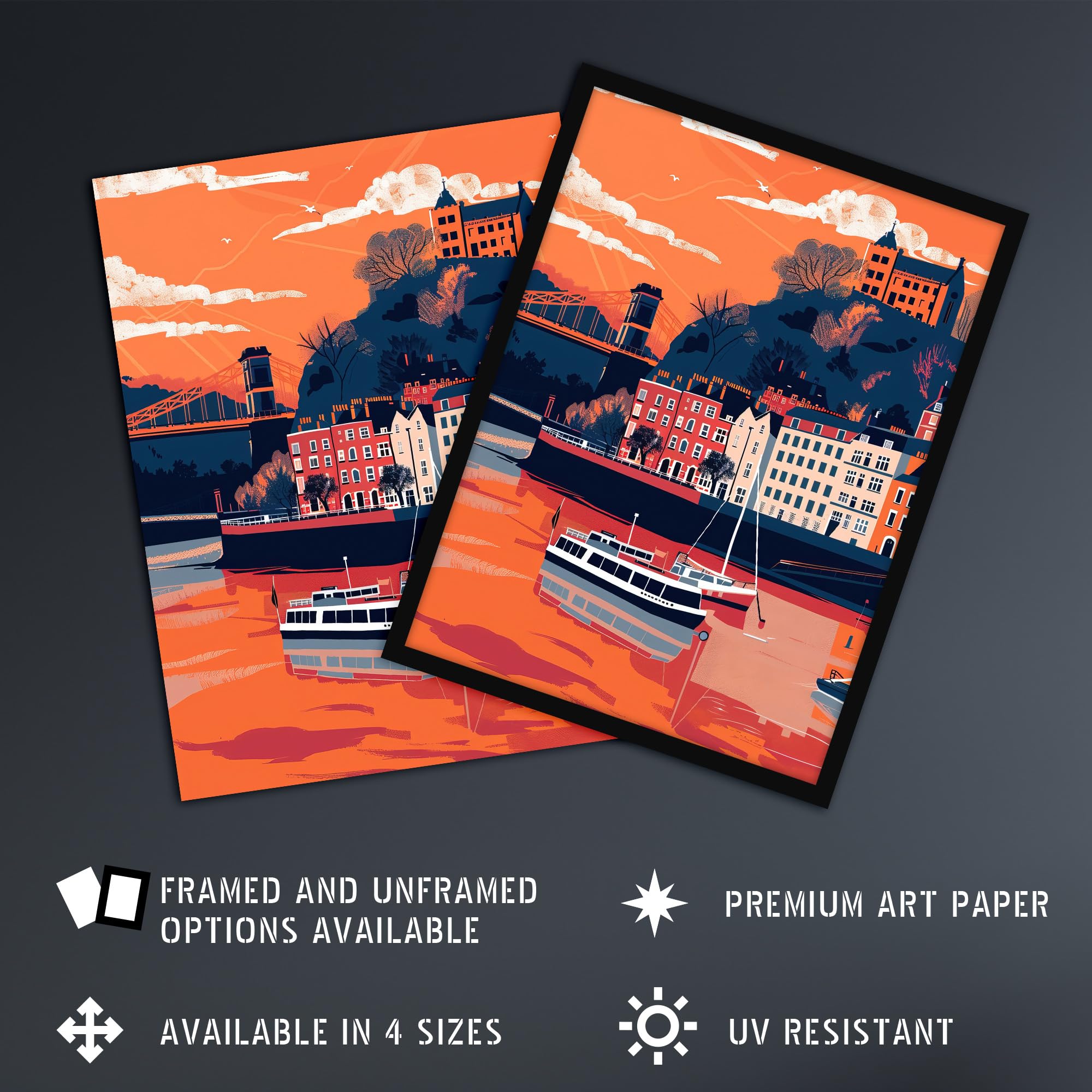 Bristol Harbourside Sunset Greeting Card: Original Art Blank Card