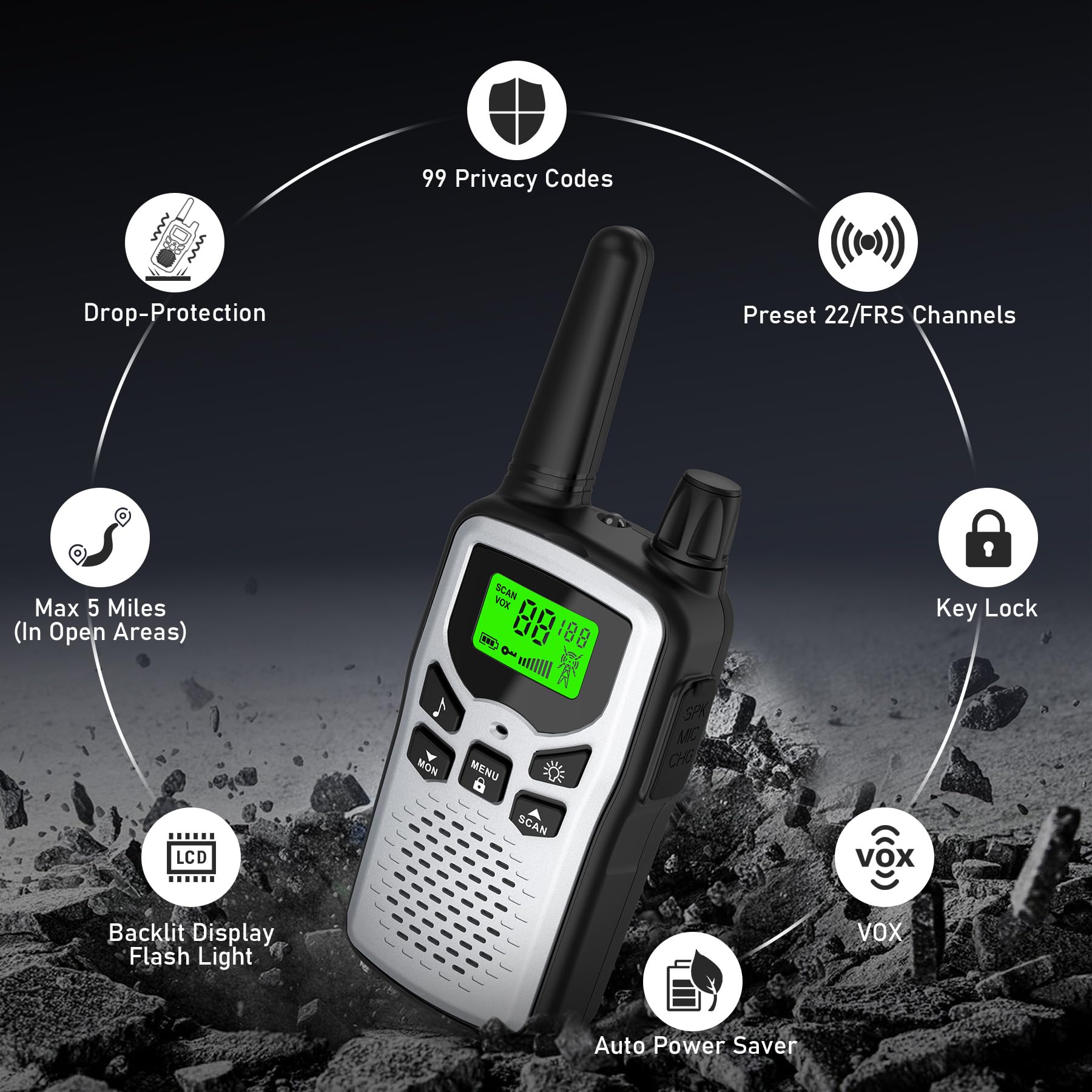 Amazon.com: Erelis Long Range Walkie Talkies with 22 FRS Channels