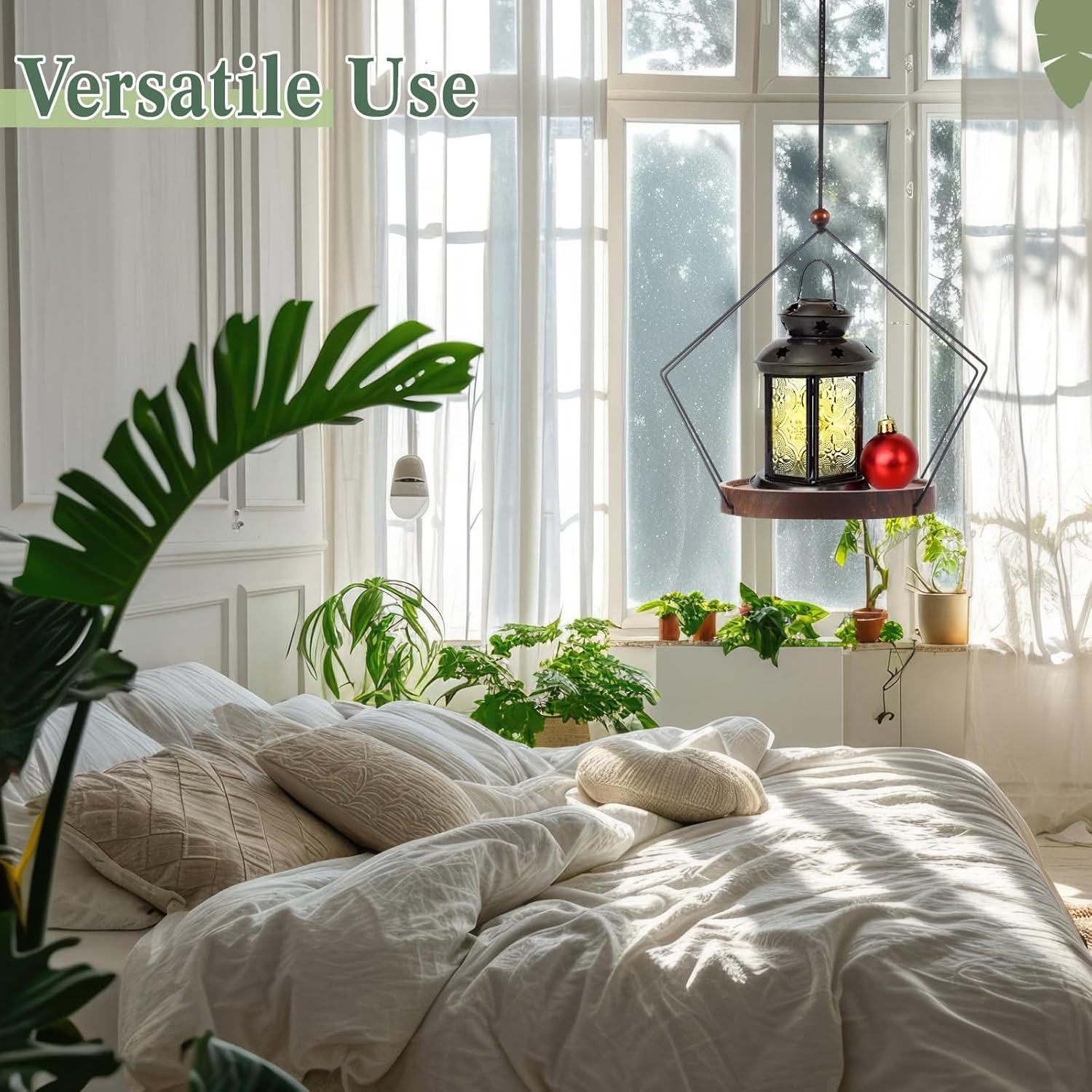 Threehoney 3 Pack Hanging Planters for Indoor Black Plant Hanger with Round Wood Base Large Indoor Hanging Plant Shelf Boho Holder Gift for Mom,housewarming (7.9 '',Rhombus)