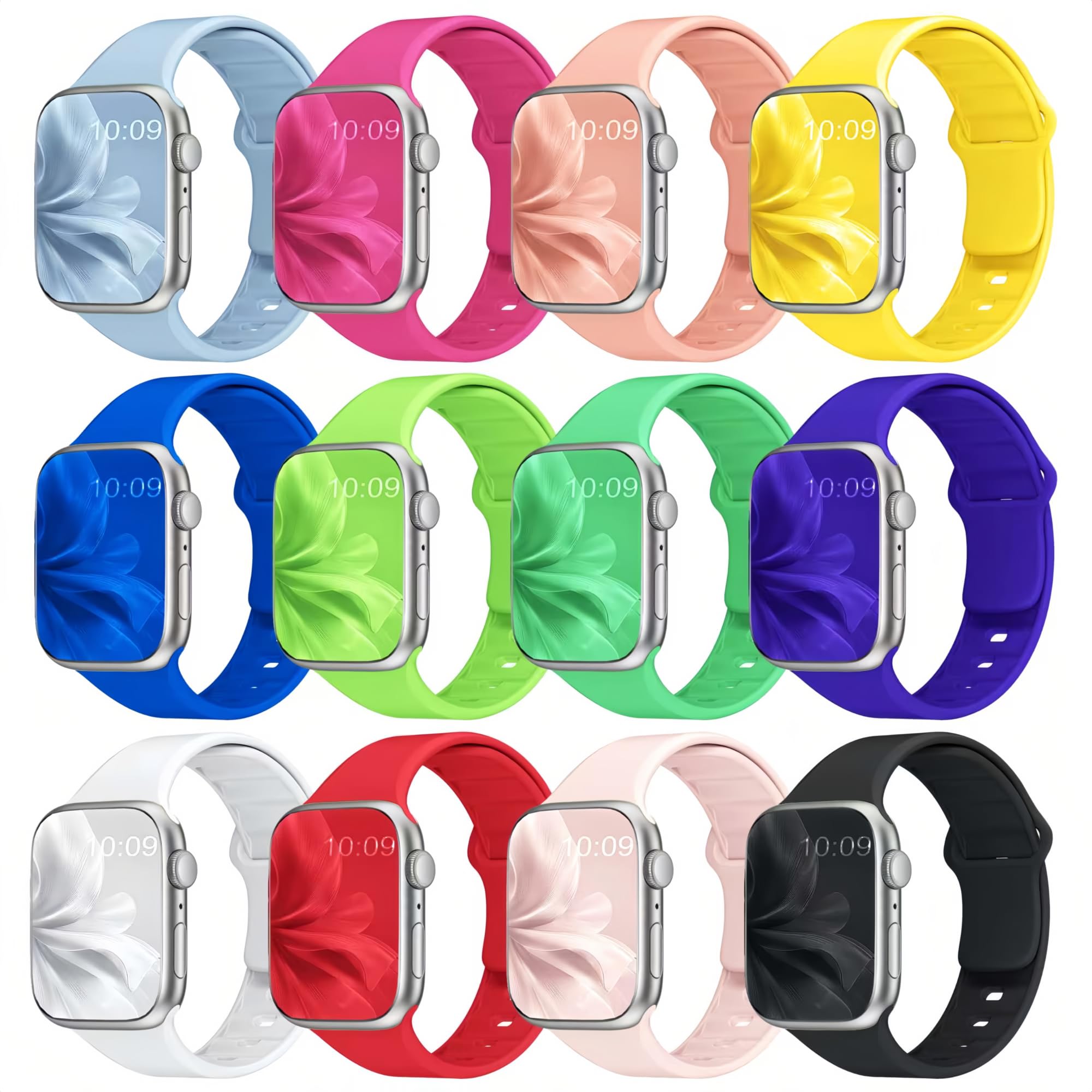 Photo 1 of 12 Pack Sport Bands Compatible with Apple Watch Band 38mm 40mm 41mm 42mm 44mm 45mm 46mm 49mm for Women Men,Soft Wristband Silicone Strap for iWatch Bands Series 11 10 9 8 7 6 5 4 3 2 1 Ultra SE