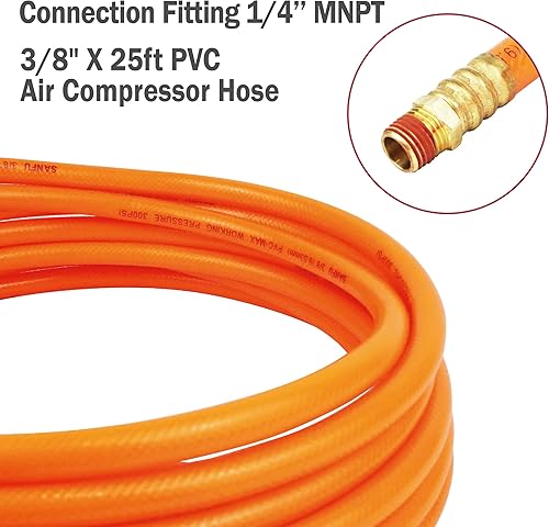 Miniatura 10 de MELPRISU Kit de compresor de accesorios de aire de 25 pies y 14 pulgadas, manguera de aire de polietileno con pistola de soplado de aire 14 NPT