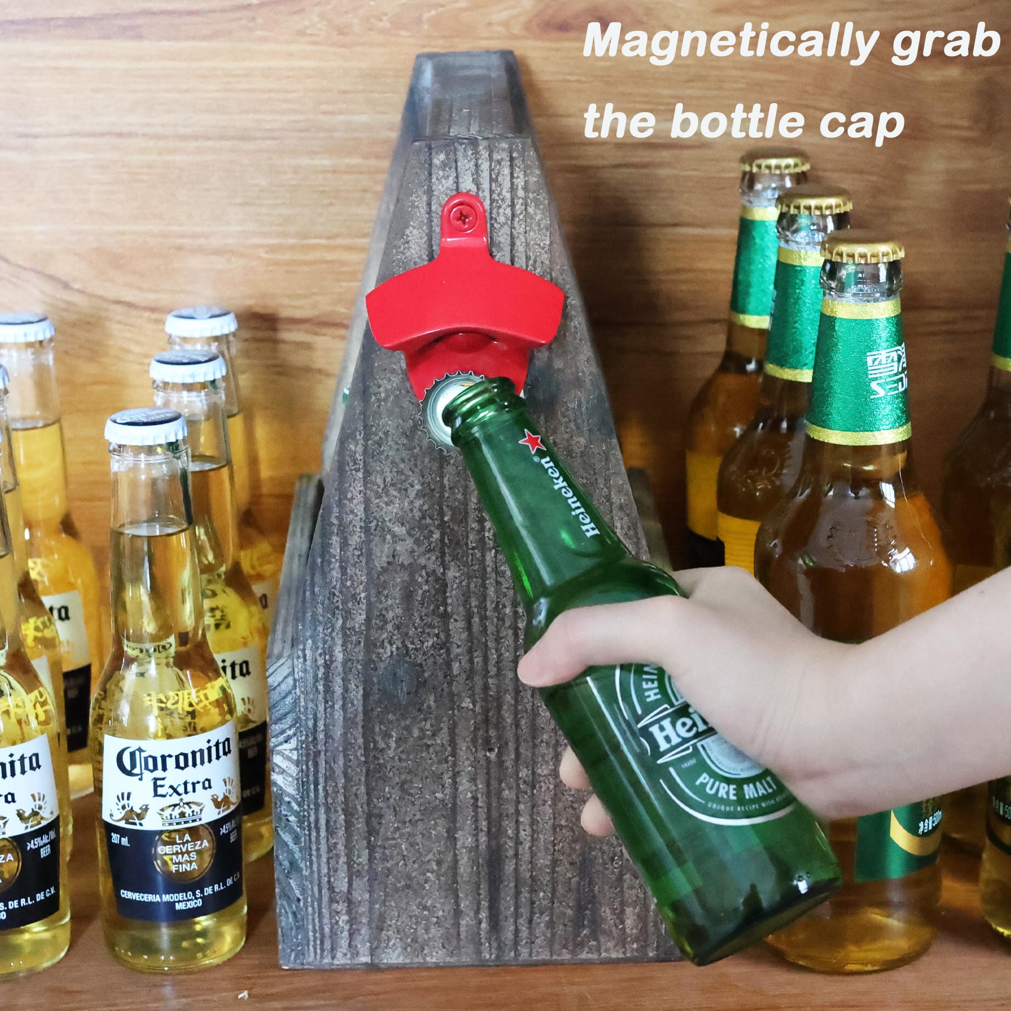 瓶ビール栓 Amazon | Luwanburg 磁気栓抜き 壁掛け 赤いビールボトルキャップ