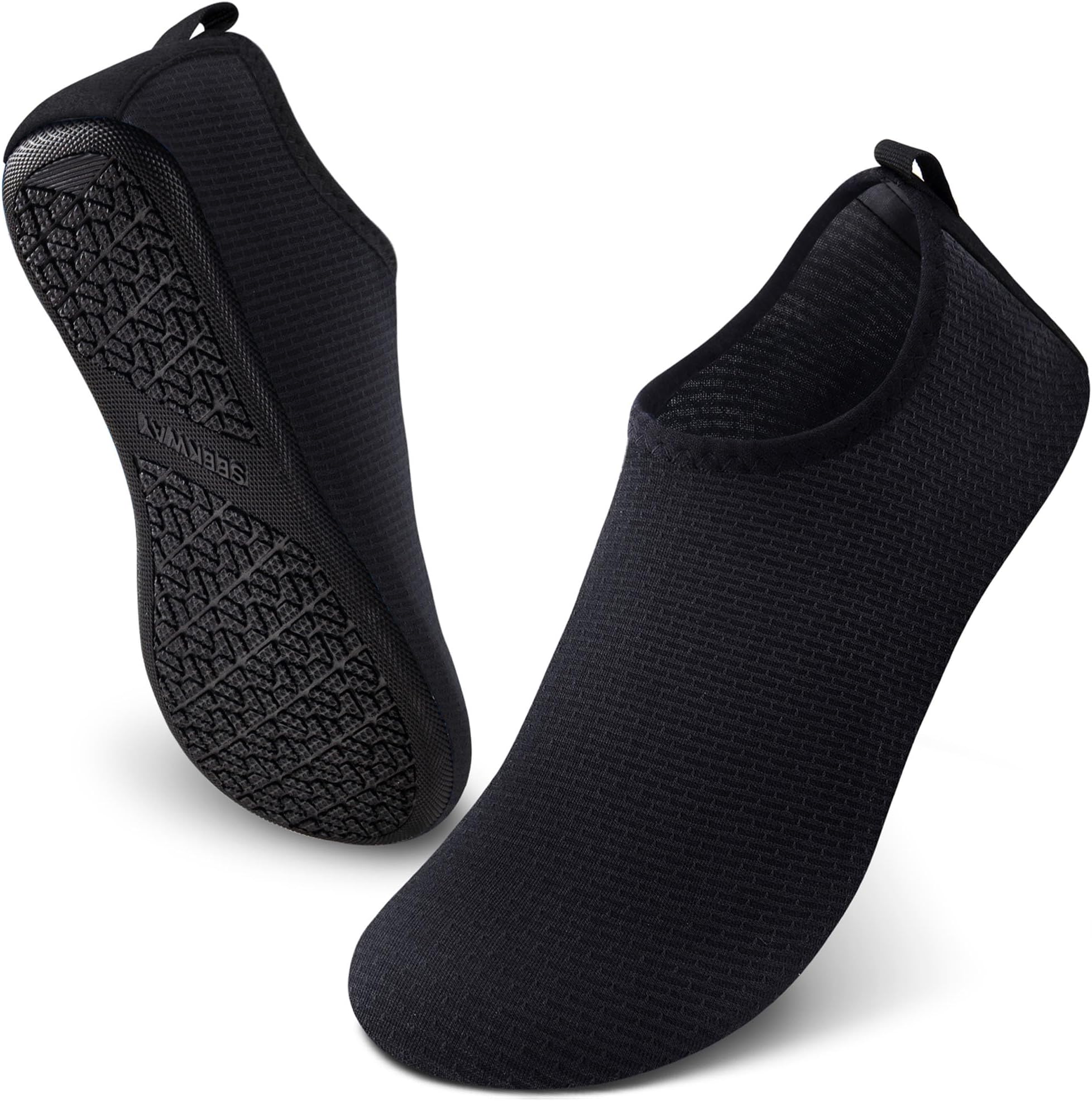 Water Shoes Quick-Dry Aqua Socks Barefoot Slip-on for Beach Pool Swim River Yoga Lake Surf Women Men Black SK001