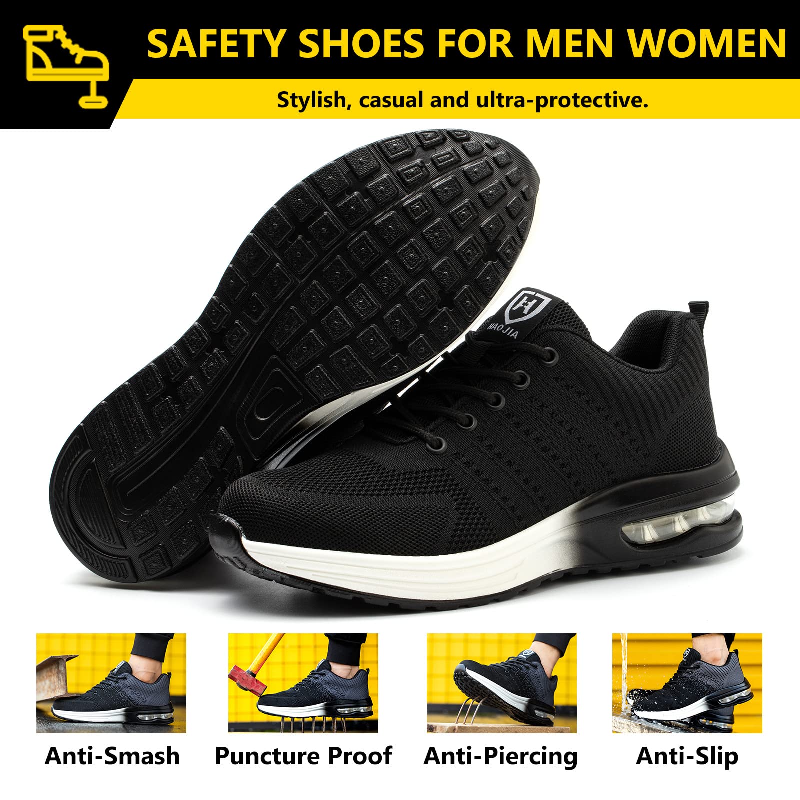 Baofular Scarpe Antinfortunistiche Uomo Donna Leggere Scarpe da Lavoro Comode Scarpe Sicurezza Antiscivolo Traspiranti