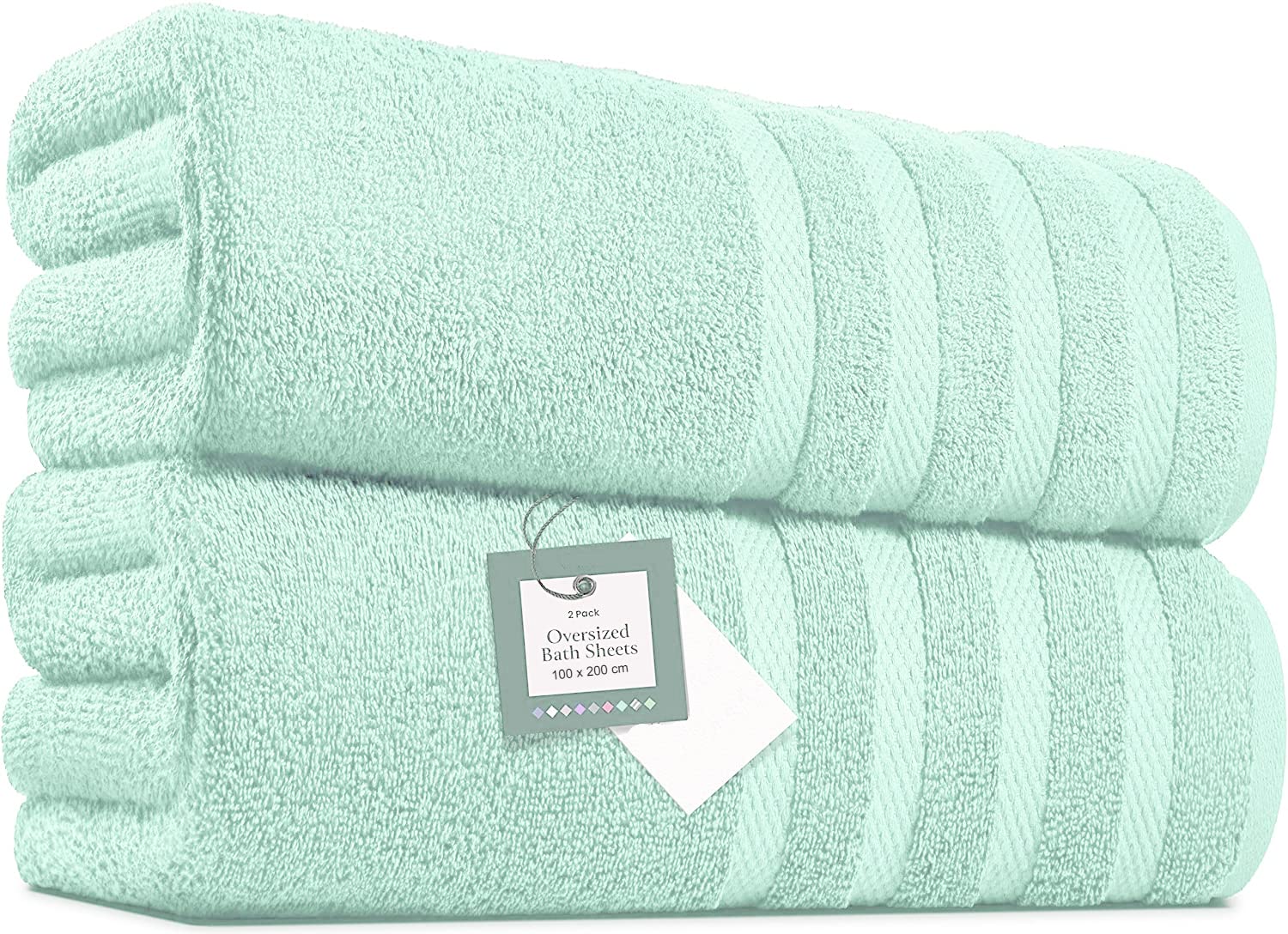Aqua Pack Of 2 Extra Large Bath Sheets (100 X 200 Cm-600 Gsm) Pure Egyptian Cotton Big Body Wrap Bath Sheet Towels For Bathroom,Beach, Pool (, Cotton)