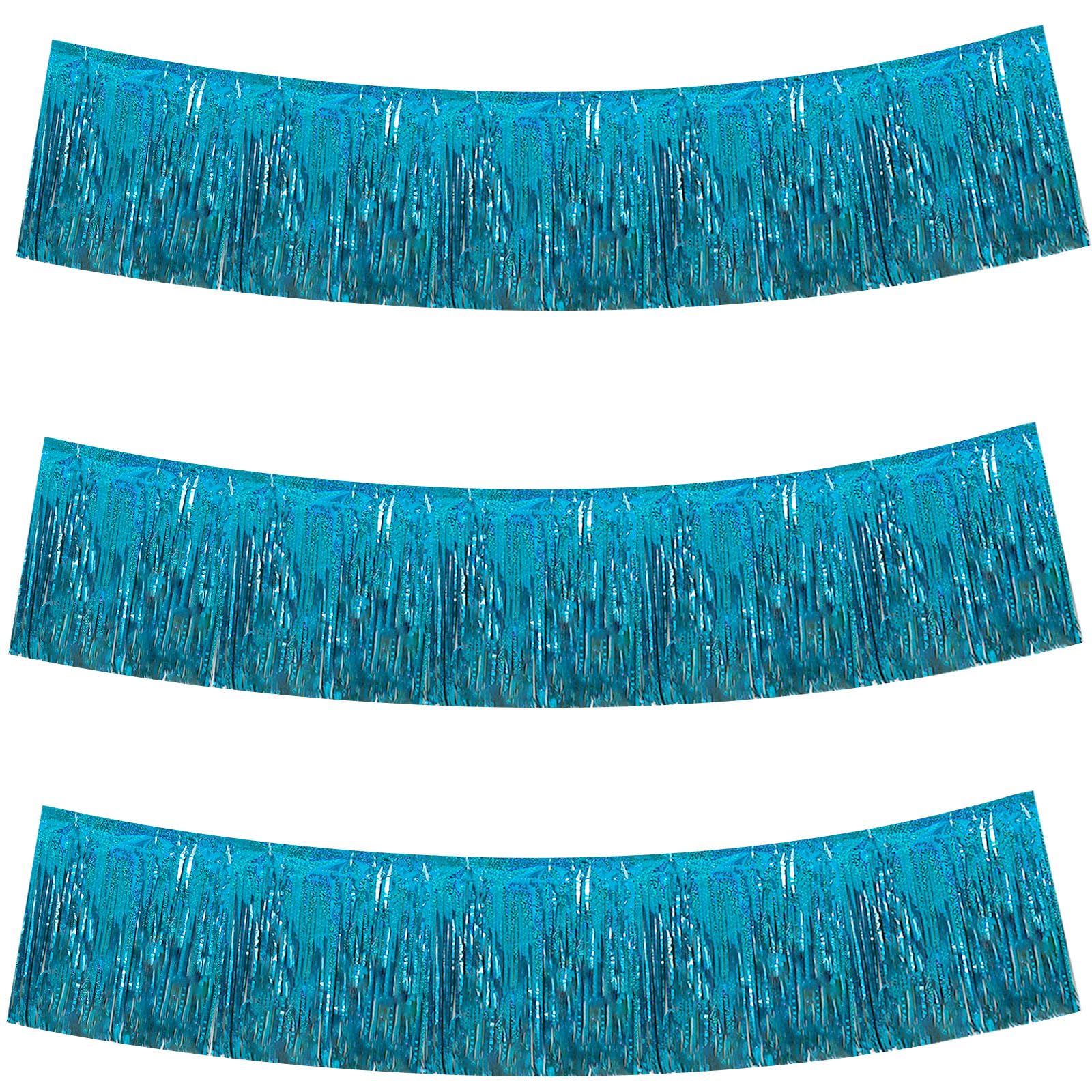 BEISHIDA Lake Blue Fringe Garland Banner 30ft Wall Tinsel Foil Streamers