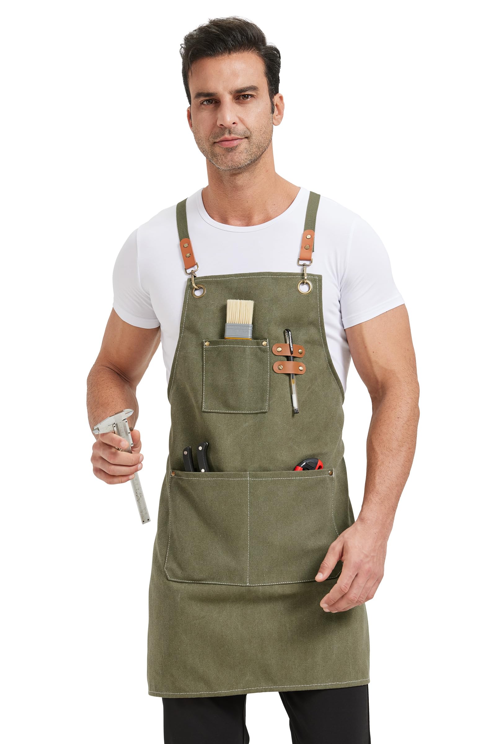 Nanxson Grembiuli da lavoro in tela per gli uomini con tasche Grembiule strumento per il giardinaggio