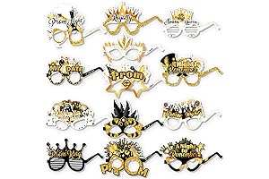 HOWAF 26 pack Prom Night Photo Booth Props Party Glasses, Black Gold...