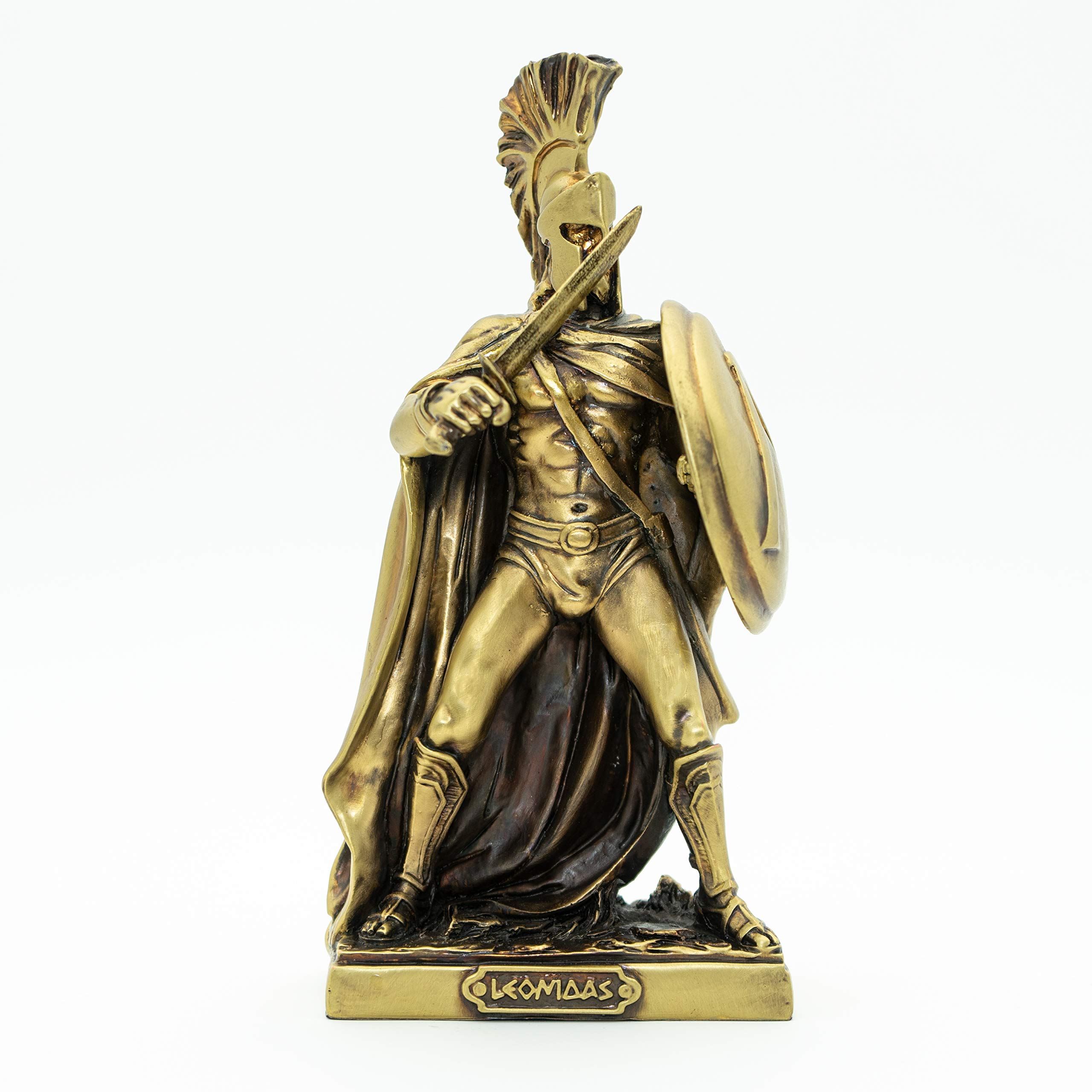 Helcee Handmade Bronze Plated Leonidas Statue 8 in